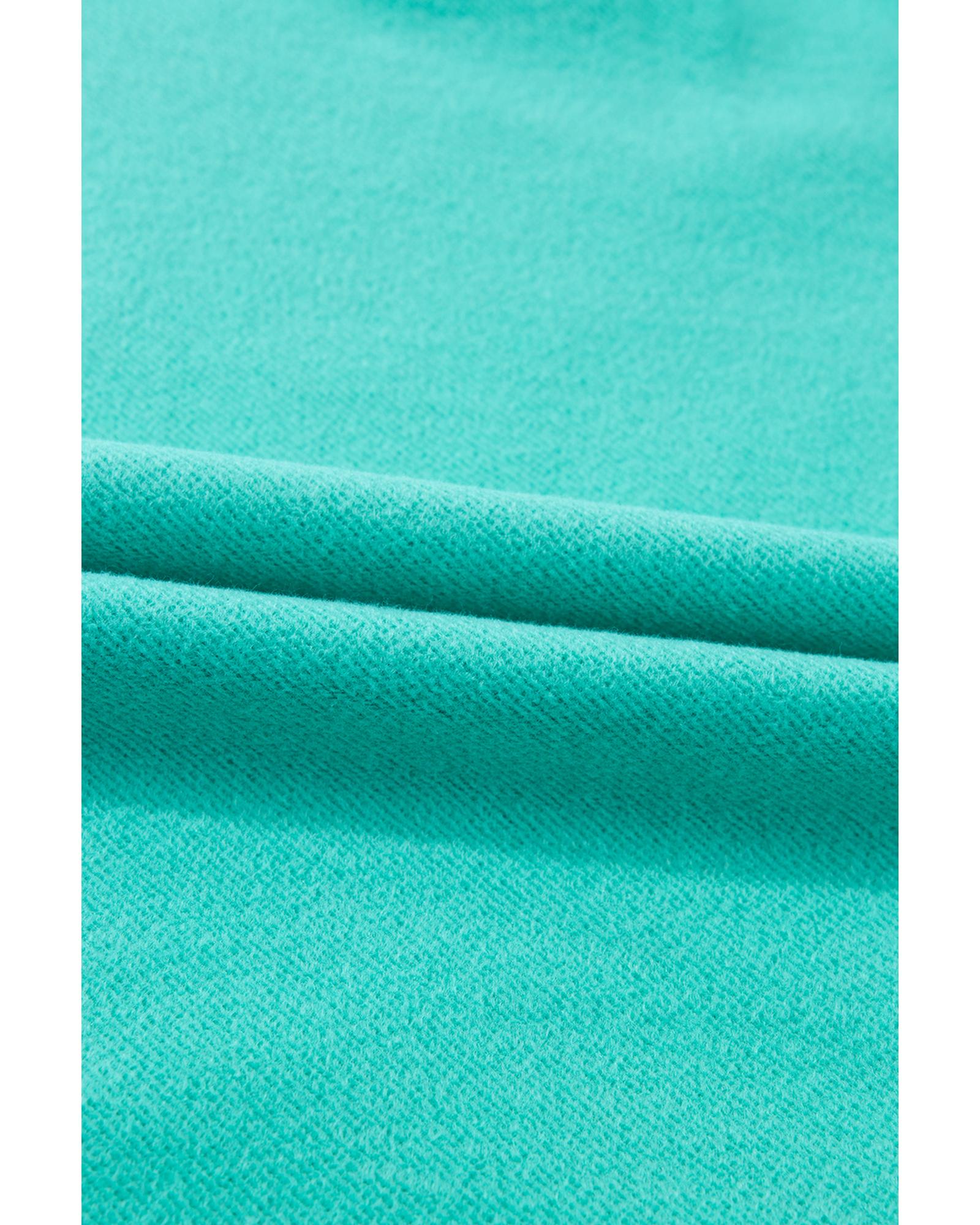 Sea Green Solid Fleece Lined Drop Shoulder High Low Sweatshirt - 2XL 5