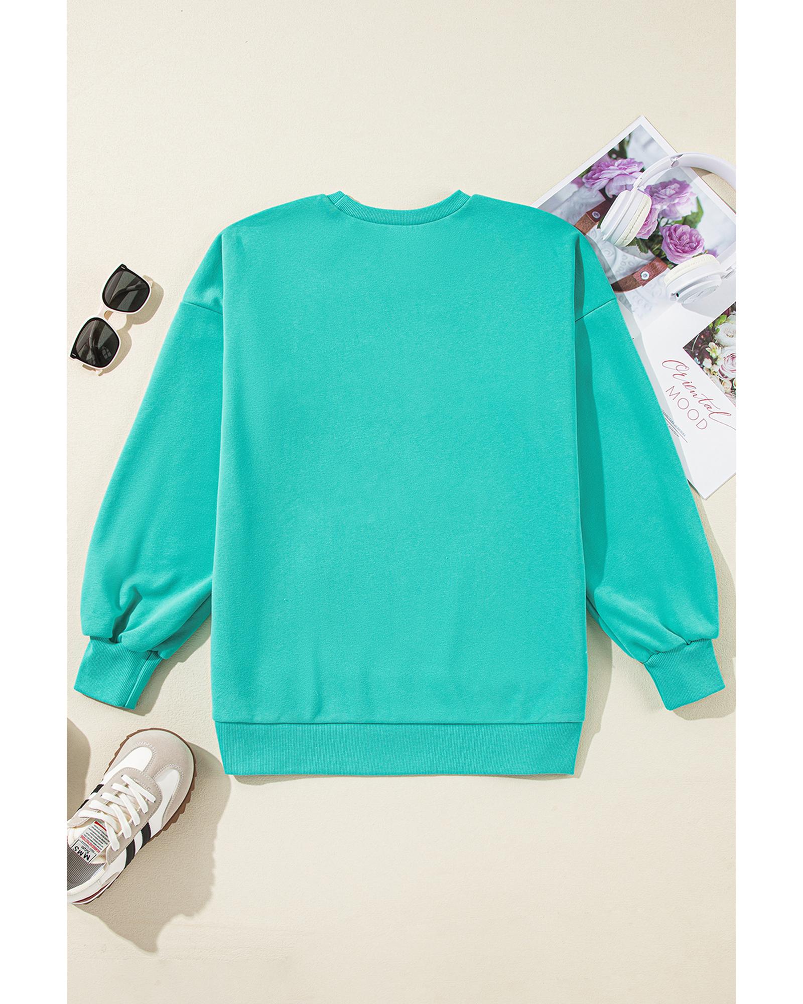 Sea Green Solid Fleece Lined Drop Shoulder High Low Sweatshirt - L 3
