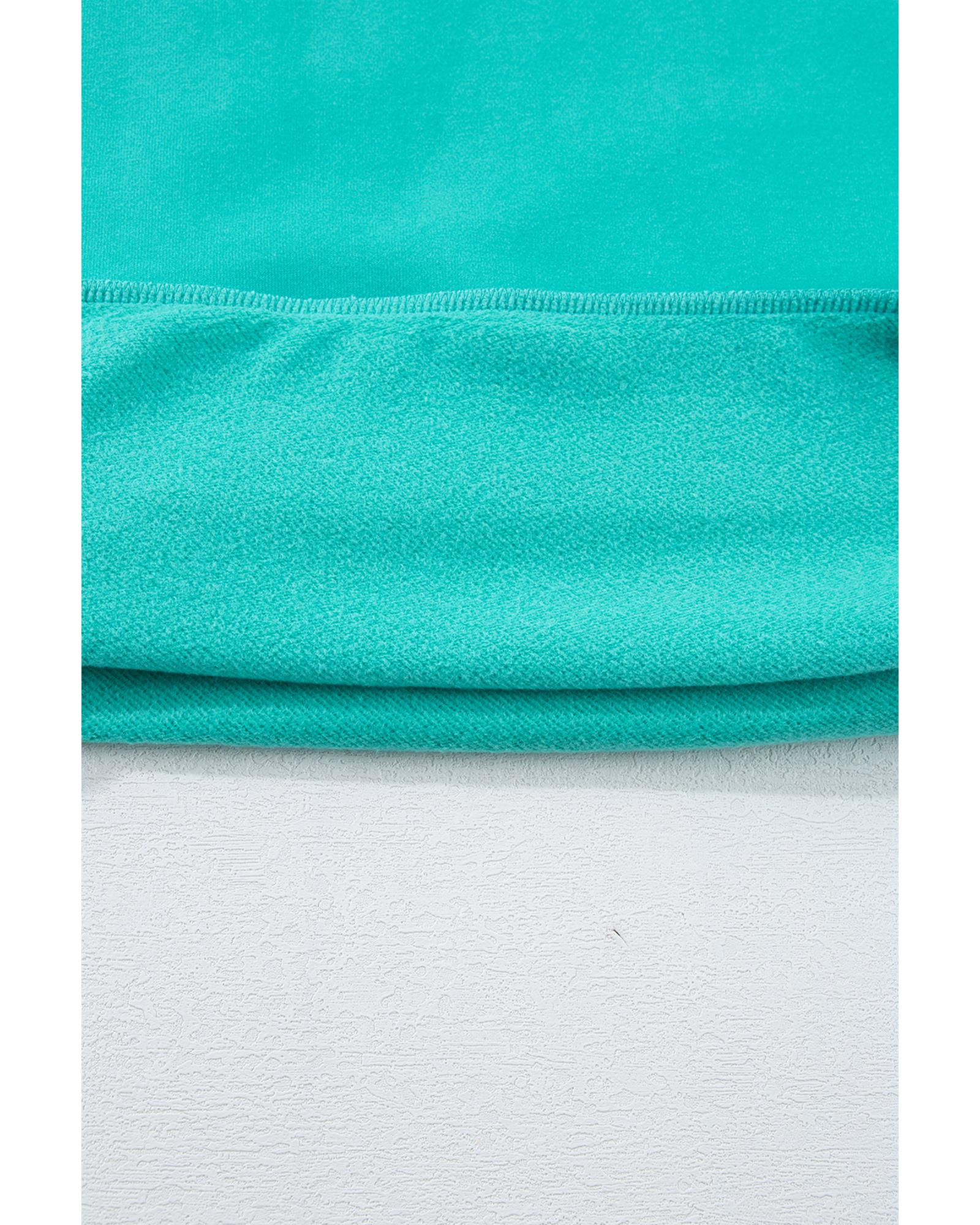 Sea Green Solid Fleece Lined Drop Shoulder High Low Sweatshirt - L 8