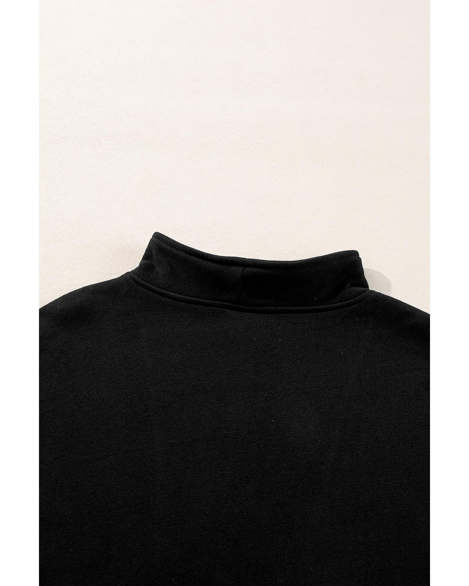 Black Zip-up Stand Neck Kangaroo Pocket Sweatshirt - M 4