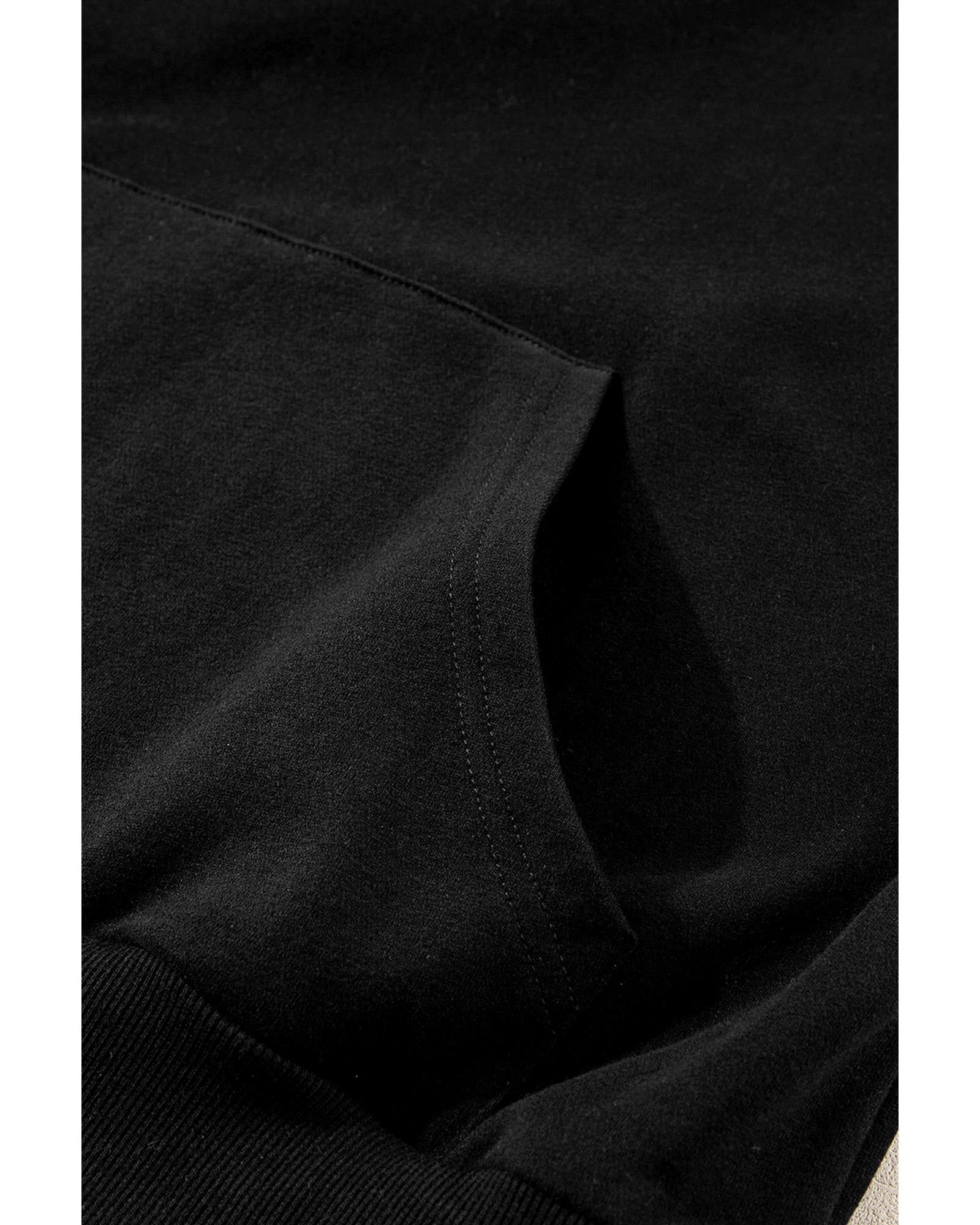 Black Zip-up Stand Neck Kangaroo Pocket Sweatshirt - M 7