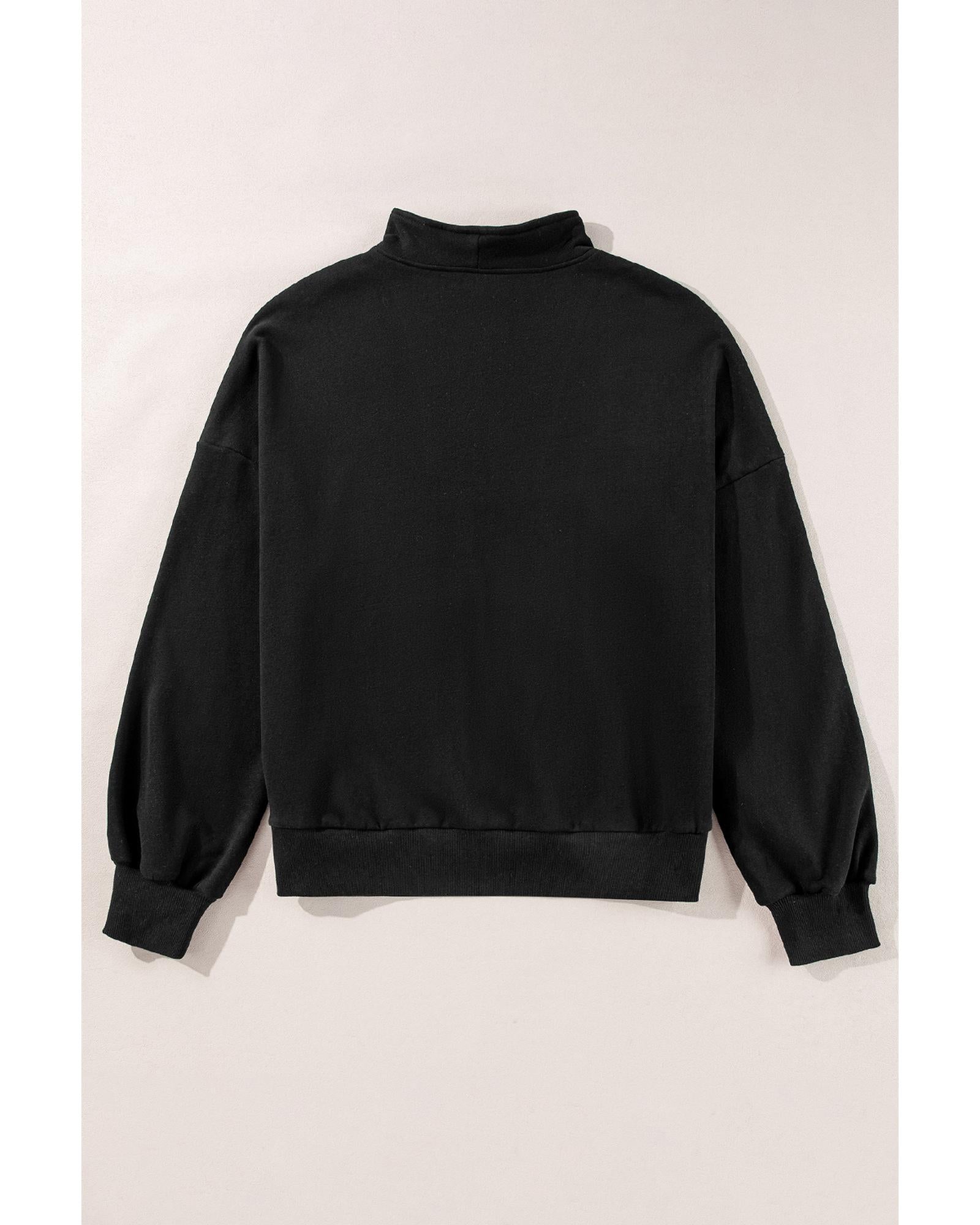 Black Zip-up Stand Neck Kangaroo Pocket Sweatshirt - M 9