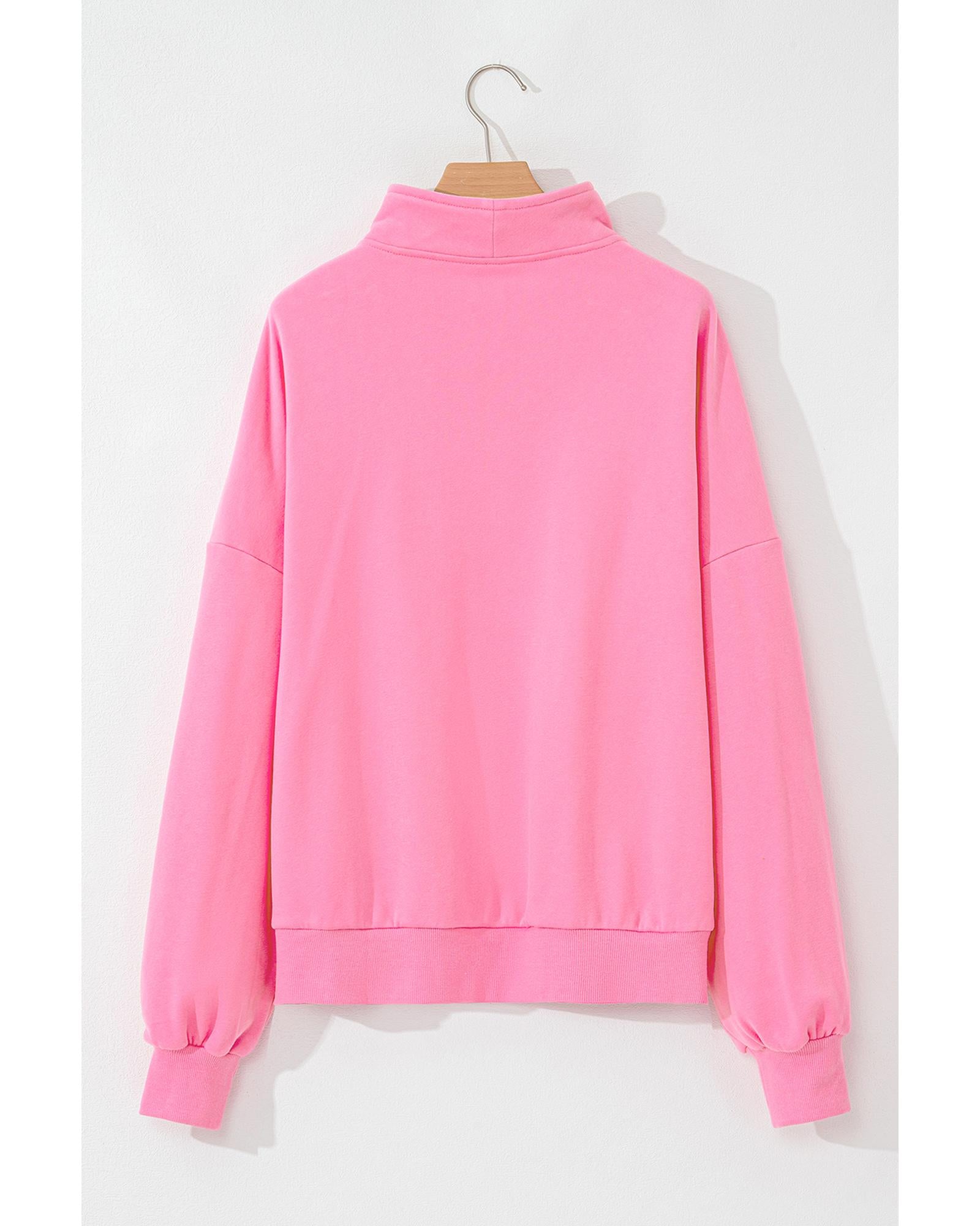 Bonbon Zip-up Stand Neck Kangaroo Pocket Sweatshirt - L 7