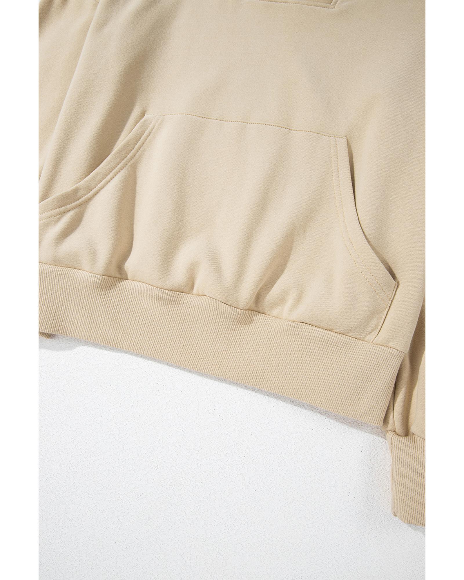 Smoke Gray Zip-up Stand Neck Kangaroo Pocket Sweatshirt - M 4