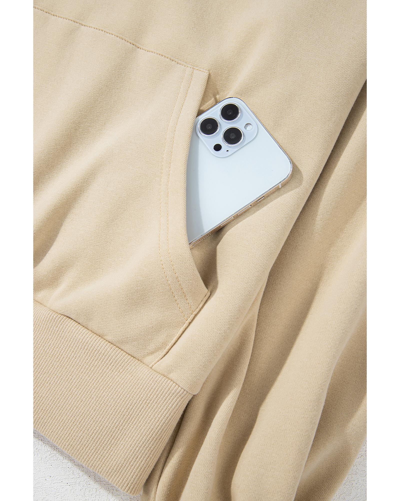 Smoke Gray Zip-up Stand Neck Kangaroo Pocket Sweatshirt - S 6