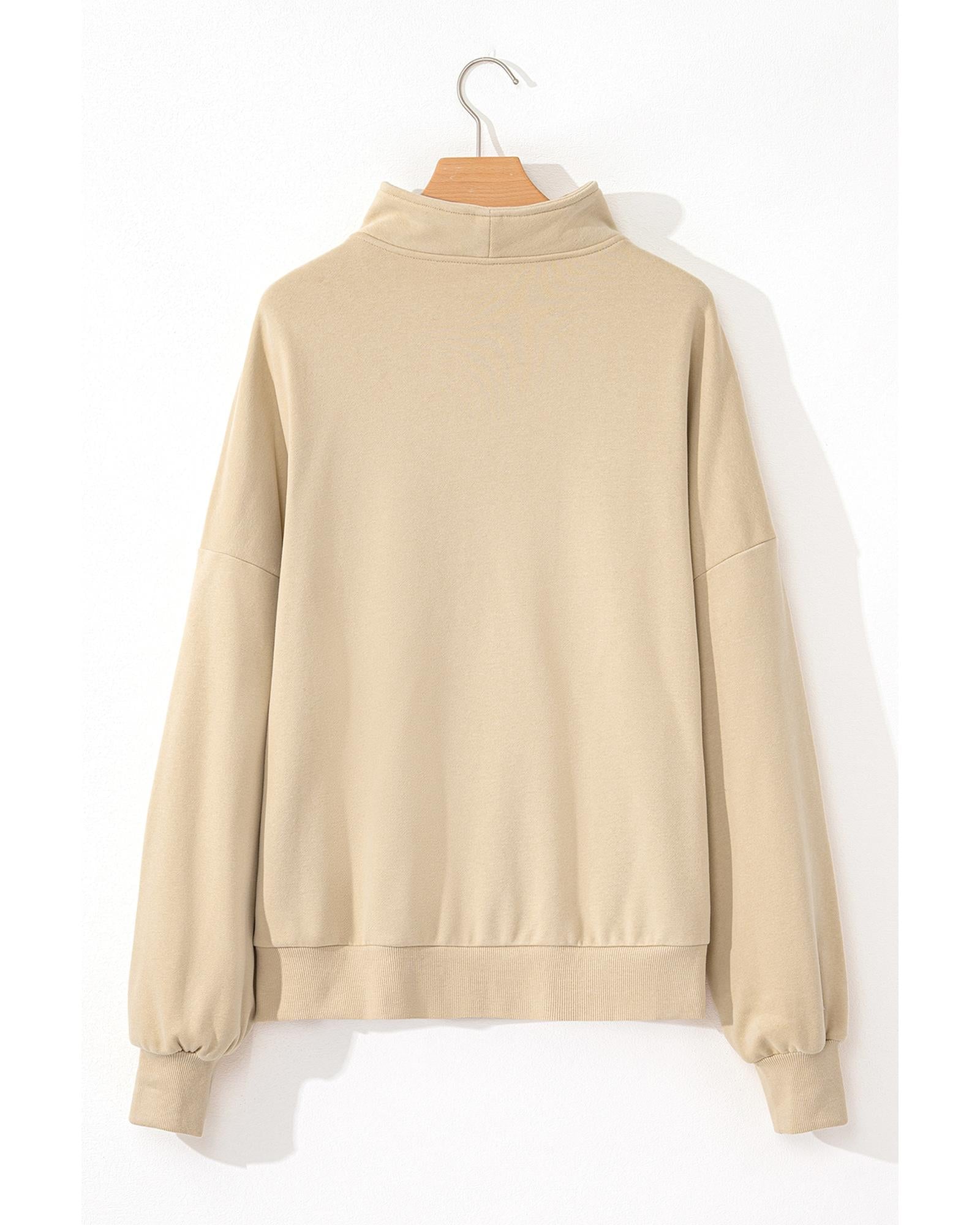 Smoke Gray Zip-up Stand Neck Kangaroo Pocket Sweatshirt - XL 3