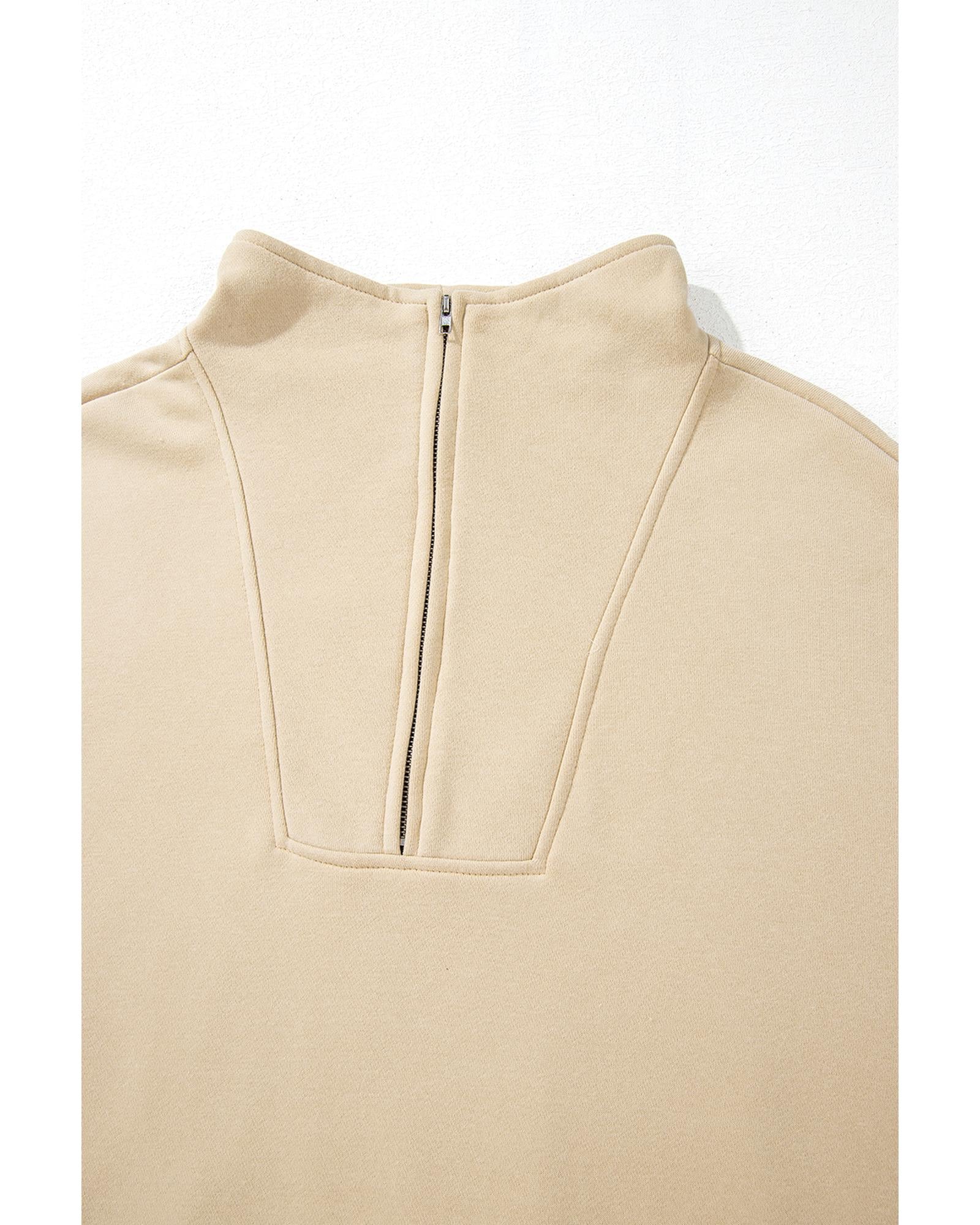 Smoke Gray Zip-up Stand Neck Kangaroo Pocket Sweatshirt - XL 7