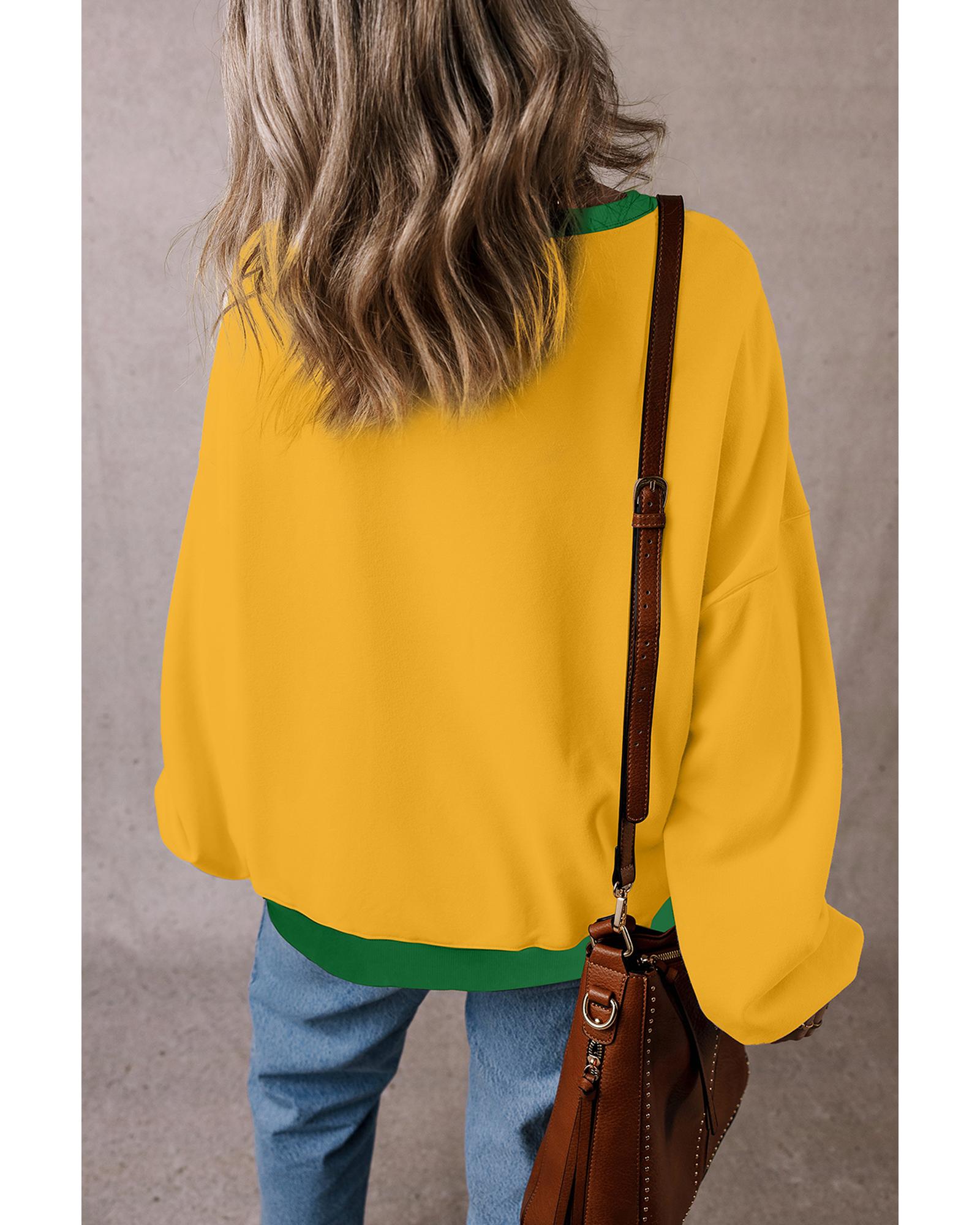 Ginger Color Block Patch Drop Shoulder Oversized Sweatshirt - L 3