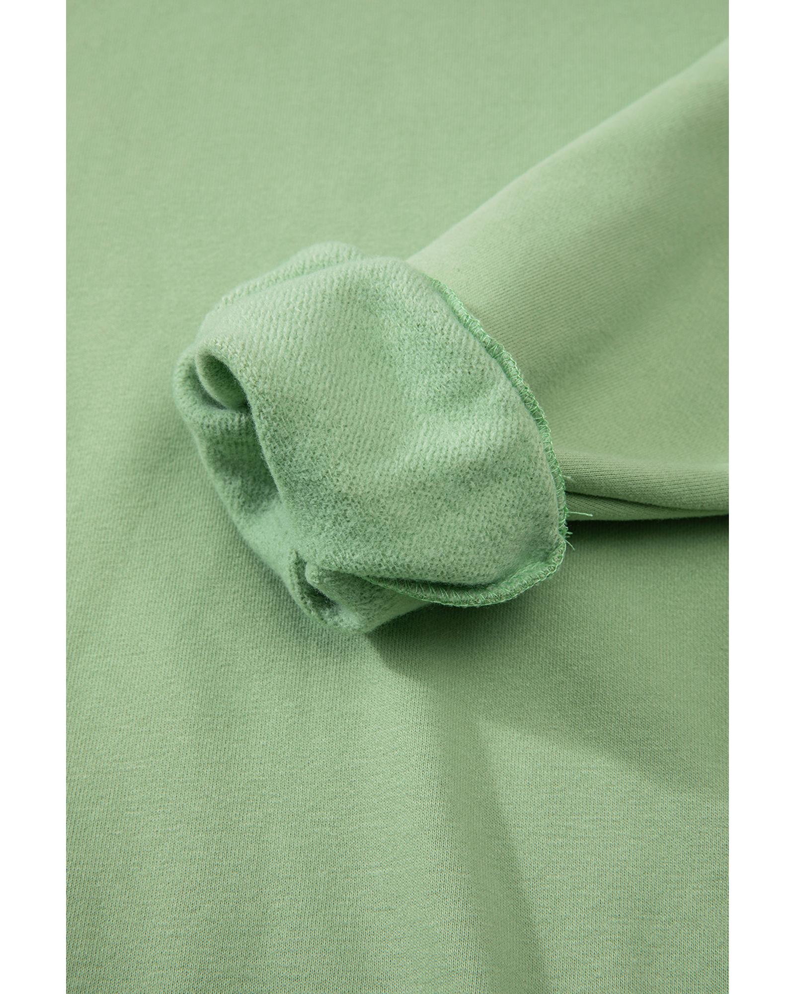 Smoke Green Solid Fleece Lined Drop Shoulder Terry Sweatshirt - L 6