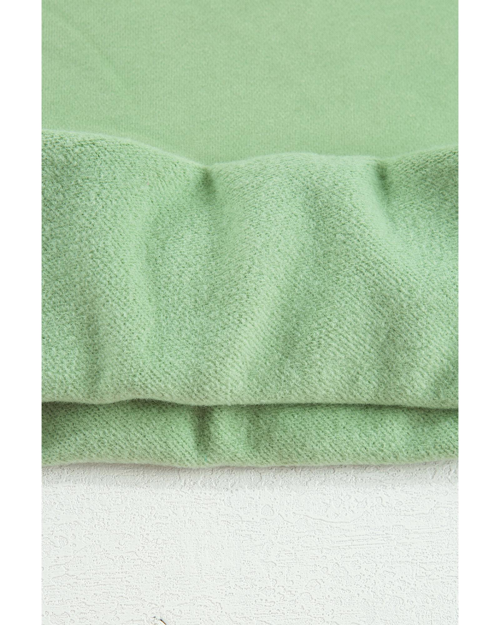 Smoke Green Solid Fleece Lined Drop Shoulder Terry Sweatshirt - M 5