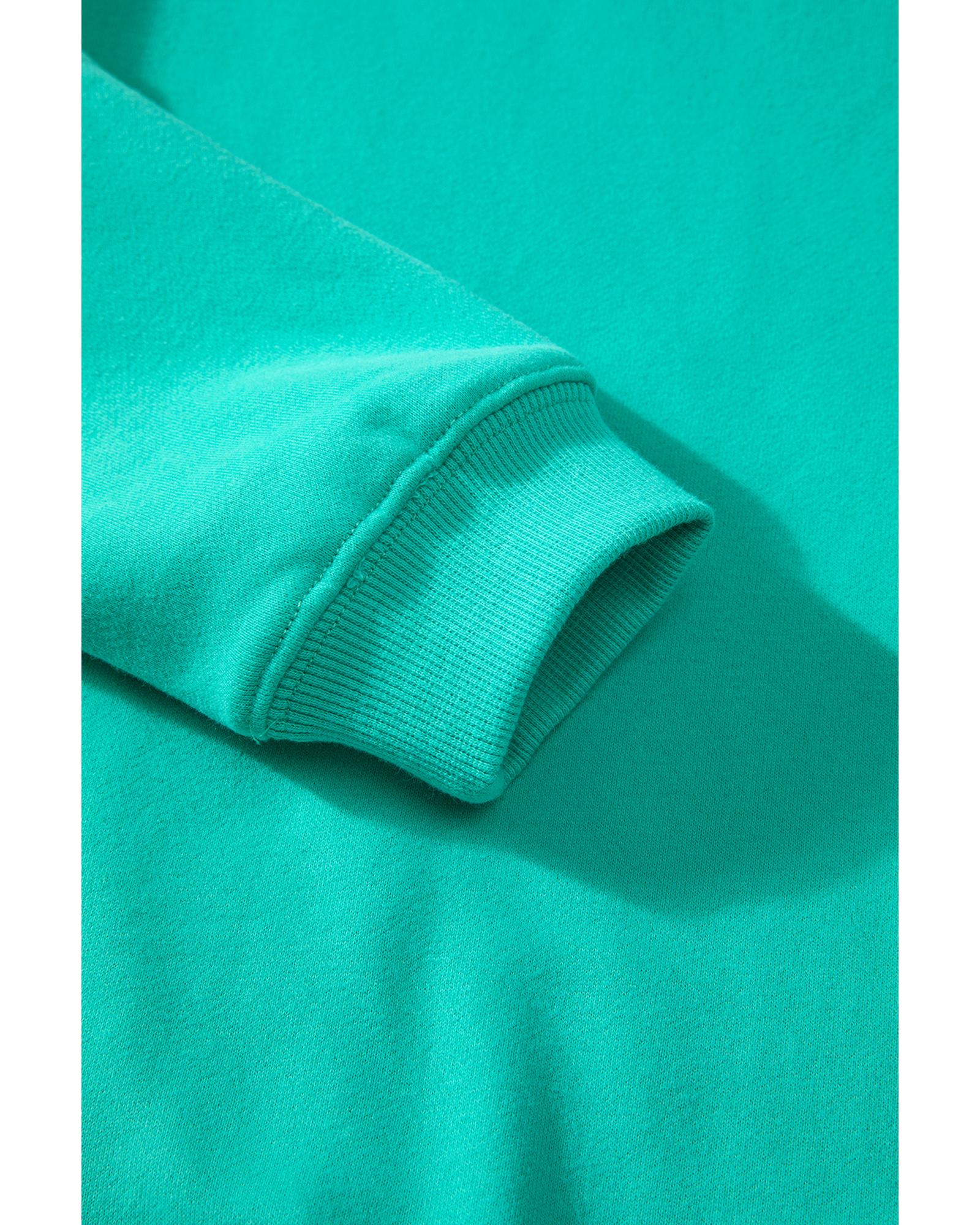 Aruba Blue Solid Fleece Lined Drop Shoulder Terry Sweatshirt - M 8