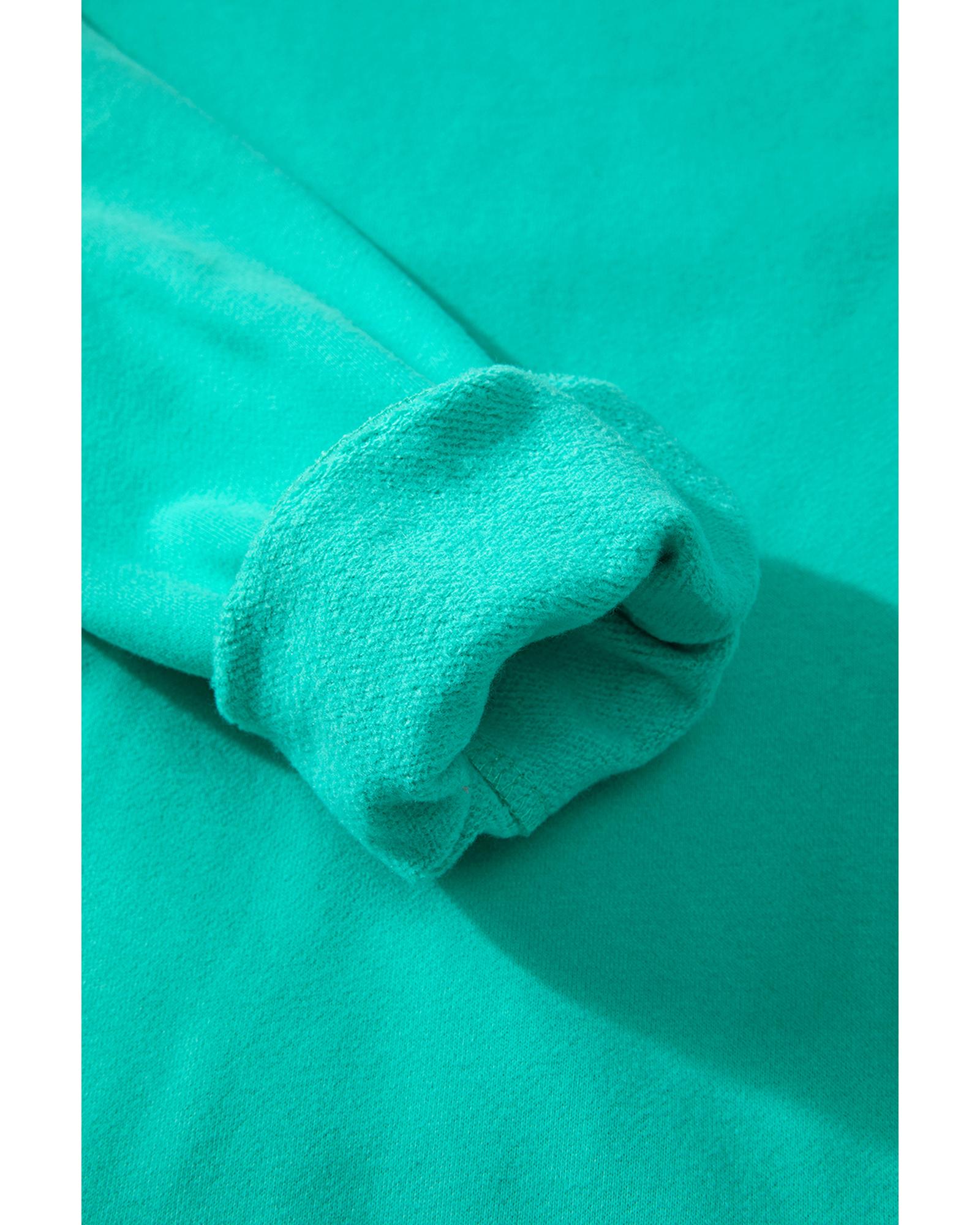 Aruba Blue Solid Fleece Lined Drop Shoulder Terry Sweatshirt - S