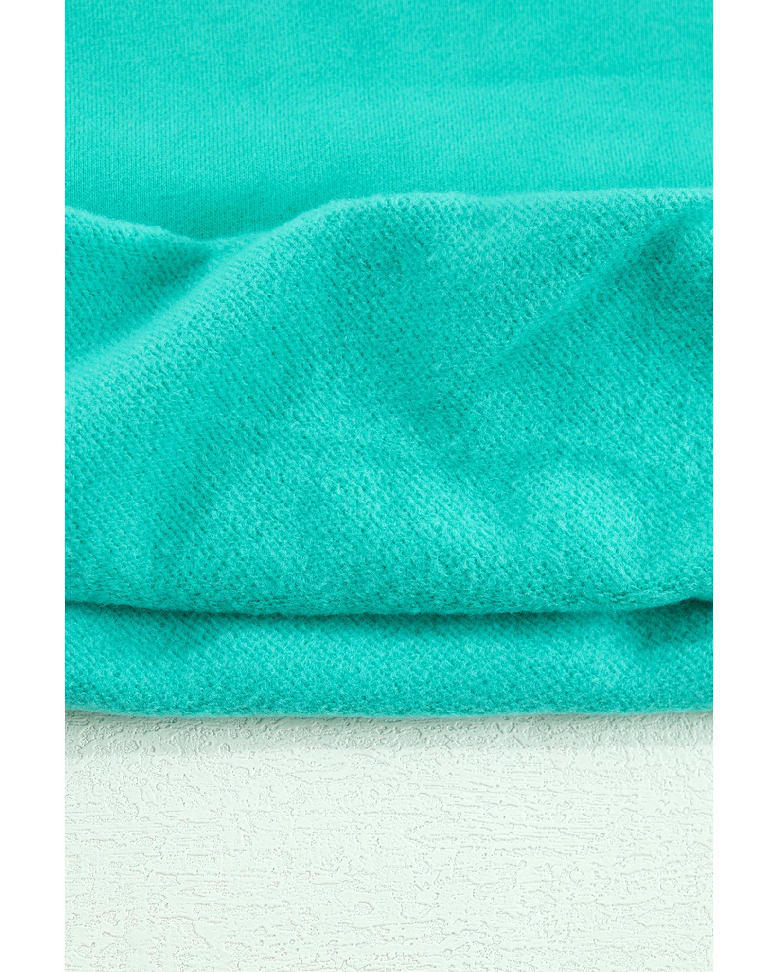 Aruba Blue Solid Fleece Lined Drop Shoulder Terry Sweatshirt - S 5