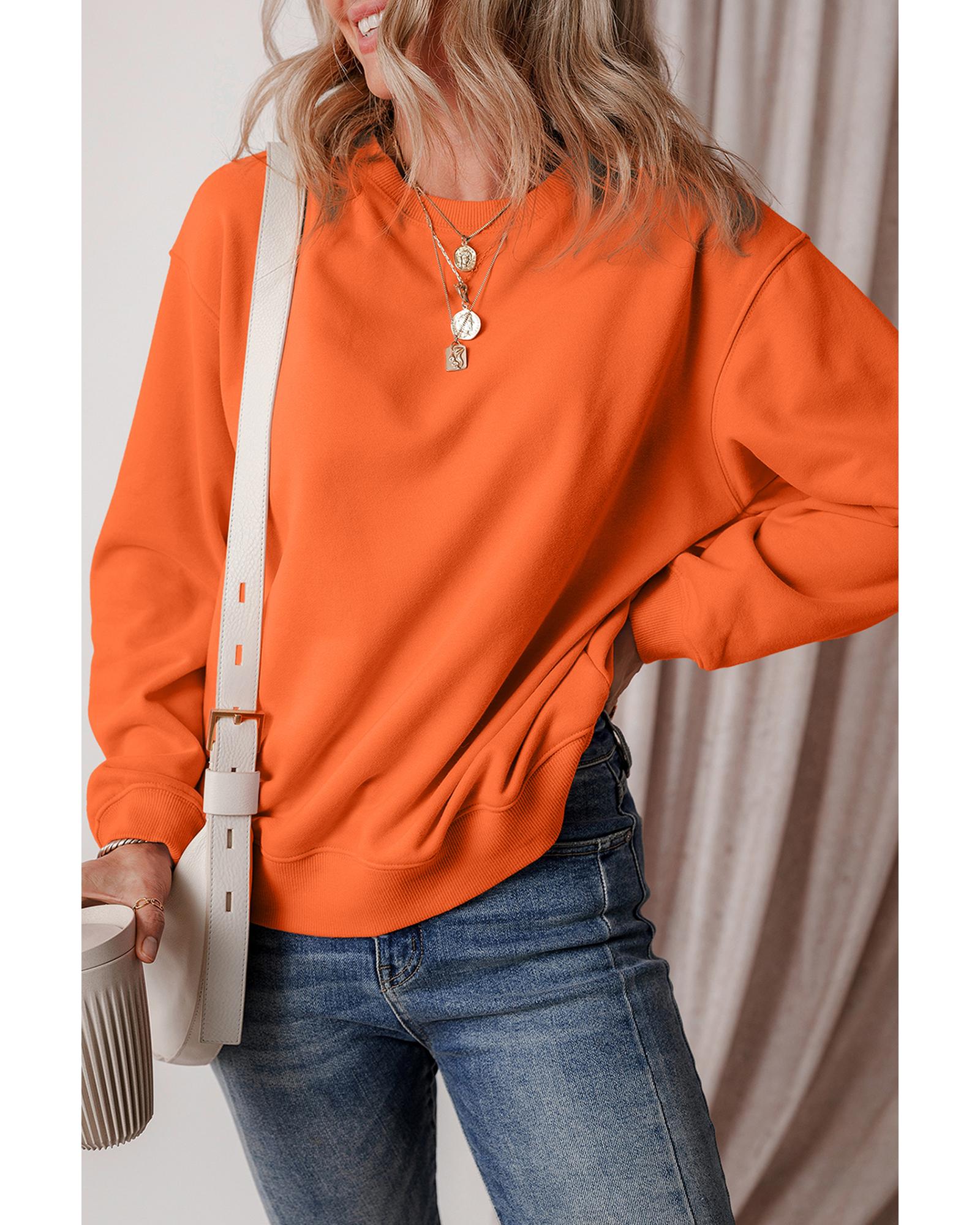 Russet Orange Solid Fleece Lined Drop Shoulder Terry Sweatshirt - 2XL 3