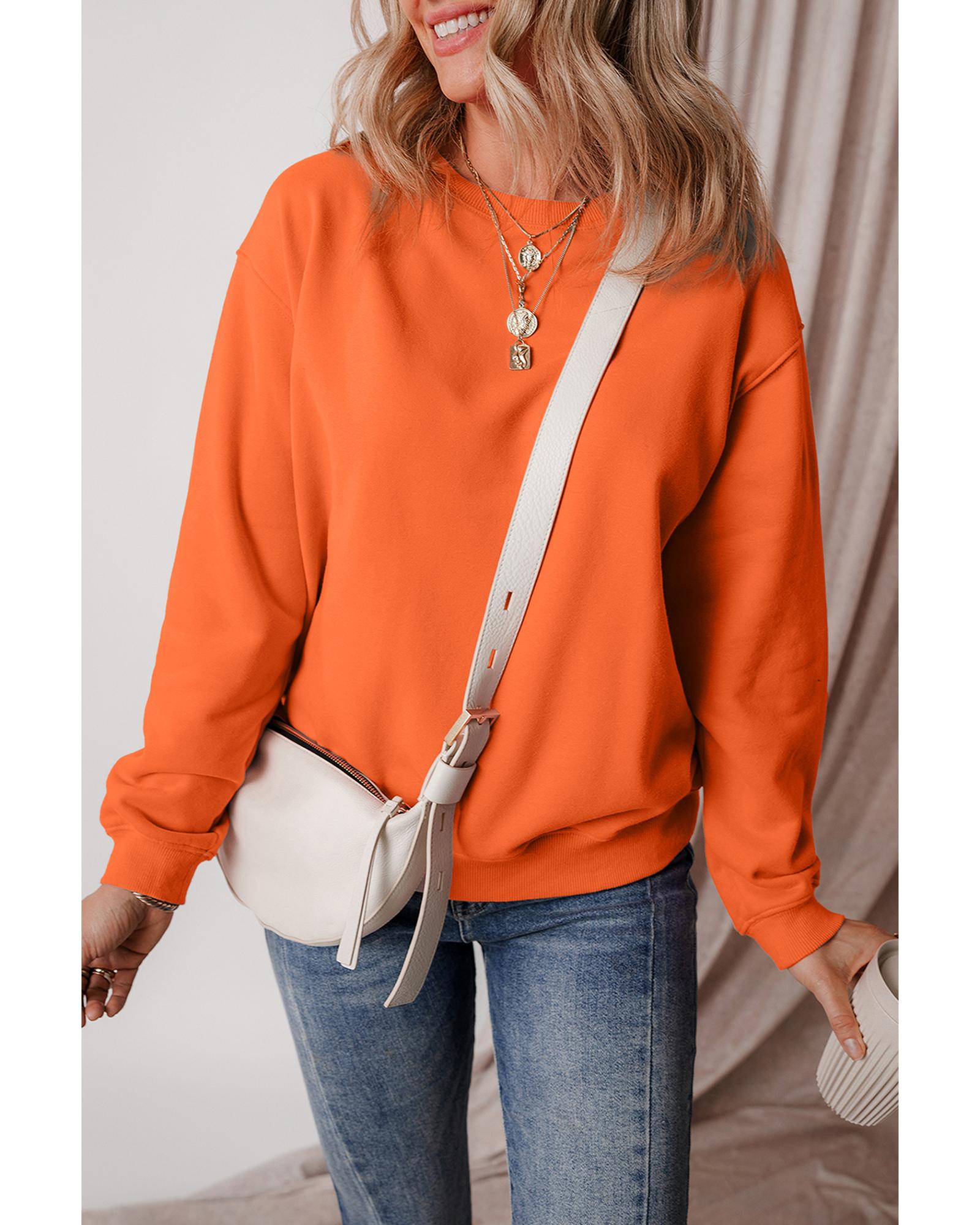 Russet Orange Solid Fleece Lined Drop Shoulder Terry Sweatshirt - 2XL 4
