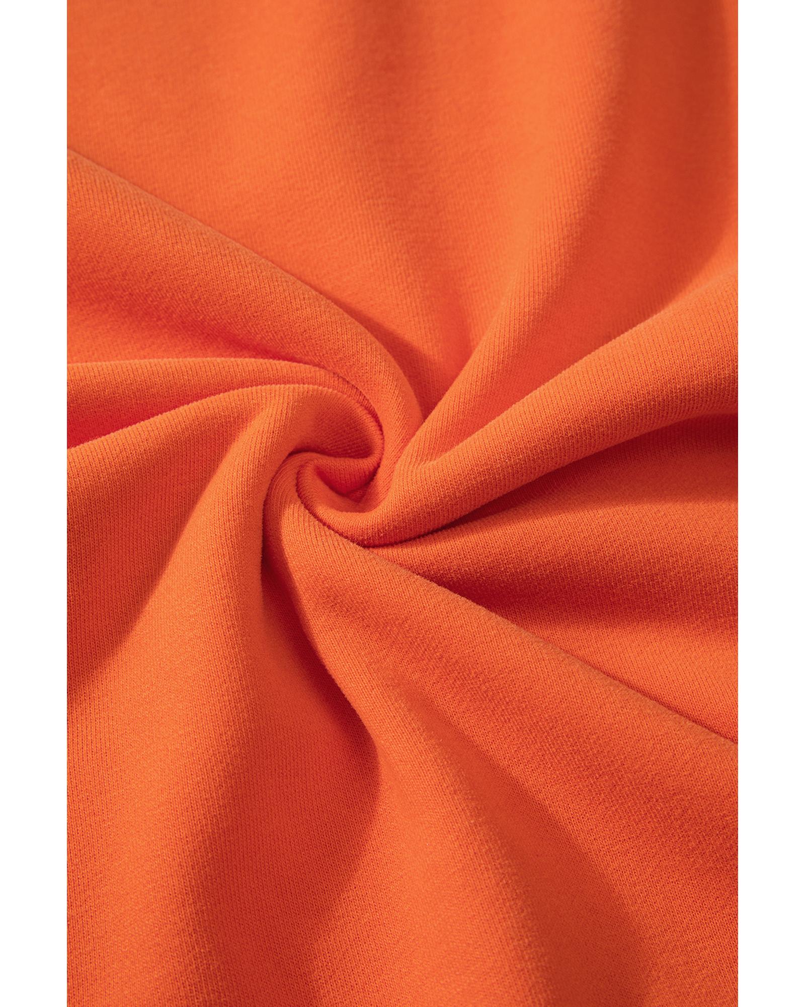 Russet Orange Solid Fleece Lined Drop Shoulder Terry Sweatshirt - M