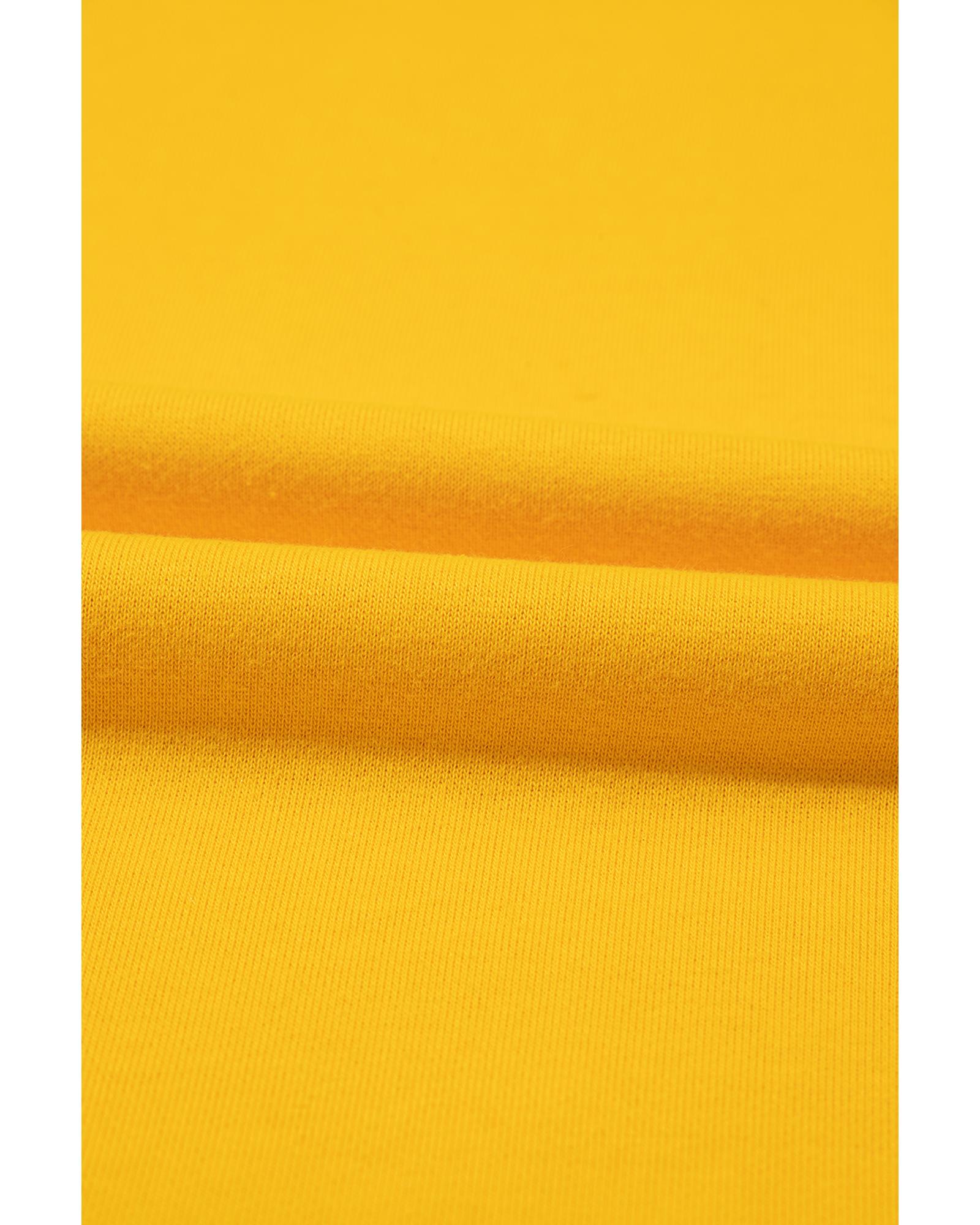 Yellow Color Block Thumbhole Sleeve Drop Shoulder Sweatshirt - XL 3