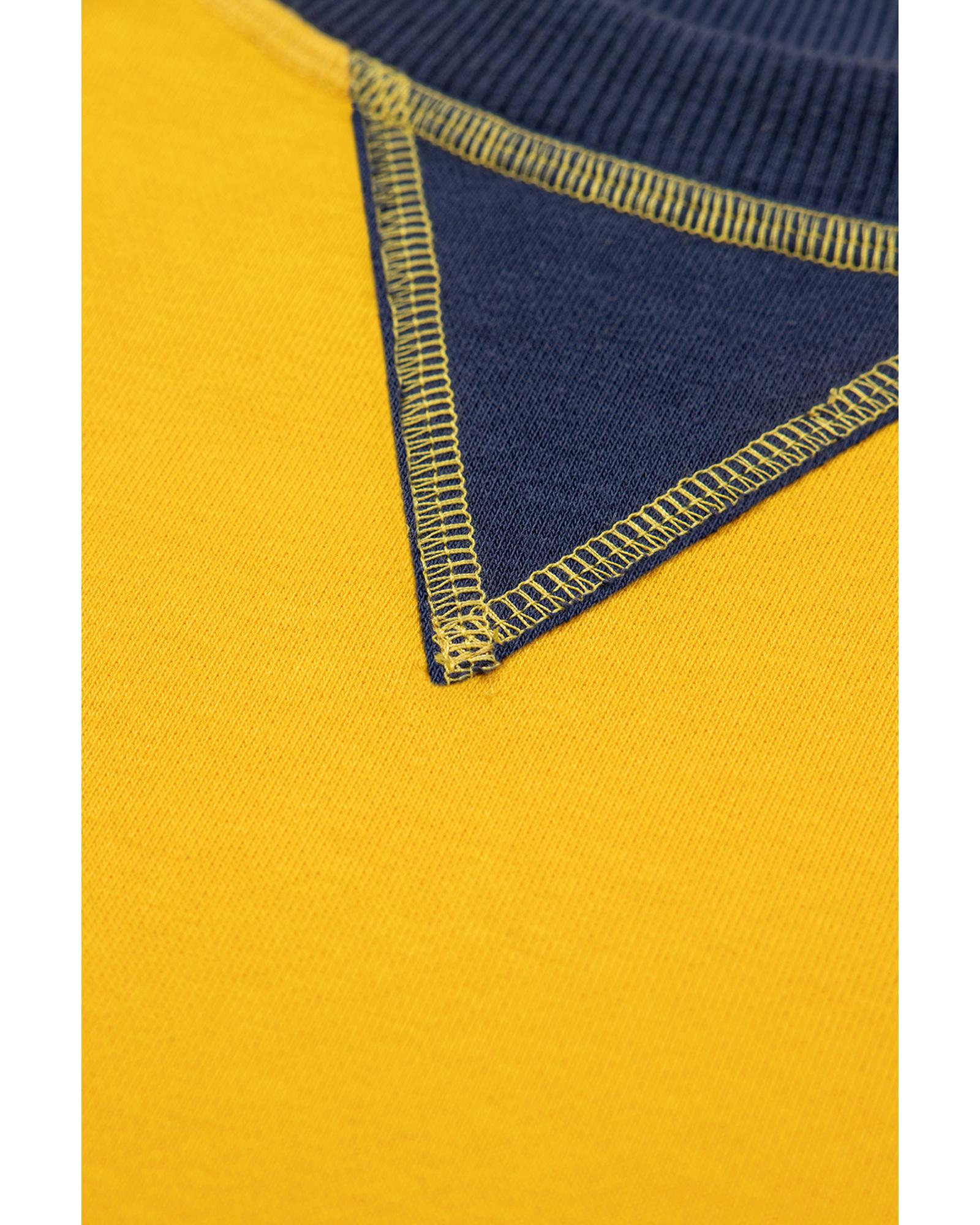 Yellow Color Block Thumbhole Sleeve Drop Shoulder Sweatshirt - XL 4