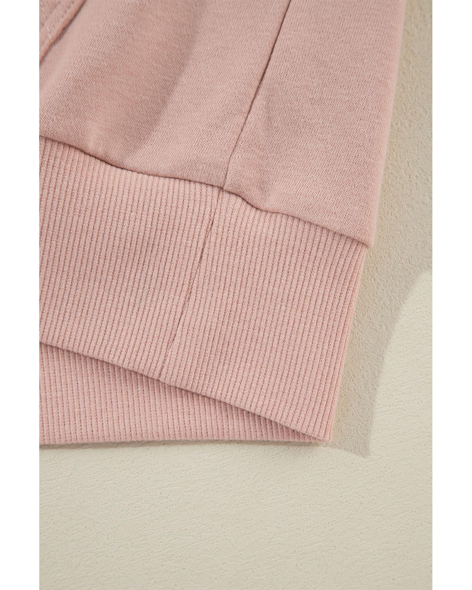 Fushia Solid Color Rivet Stud Raglan Sleeve Hoodie with Pocket - M 6