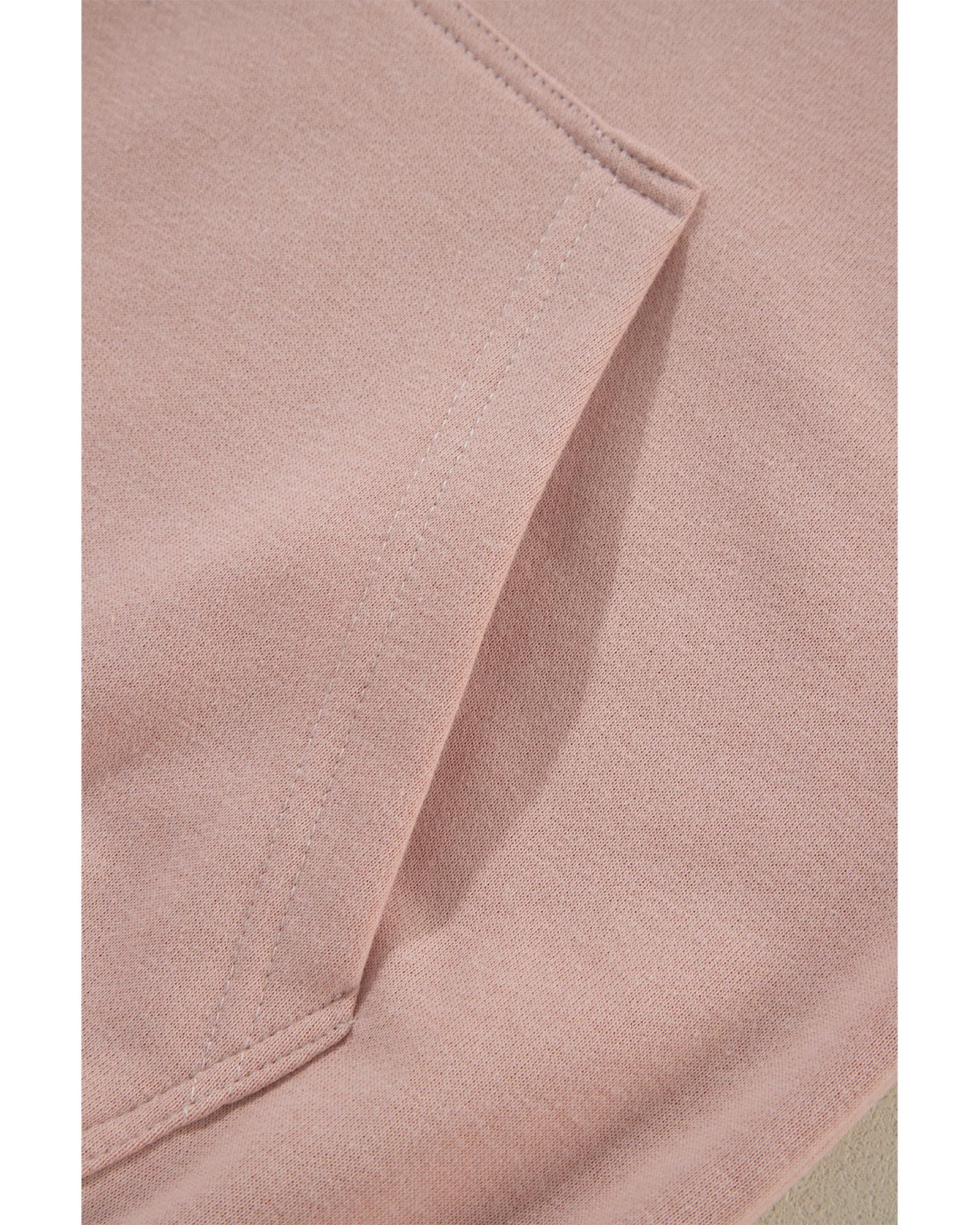 Fushia Solid Color Rivet Stud Raglan Sleeve Hoodie with Pocket - XL 5