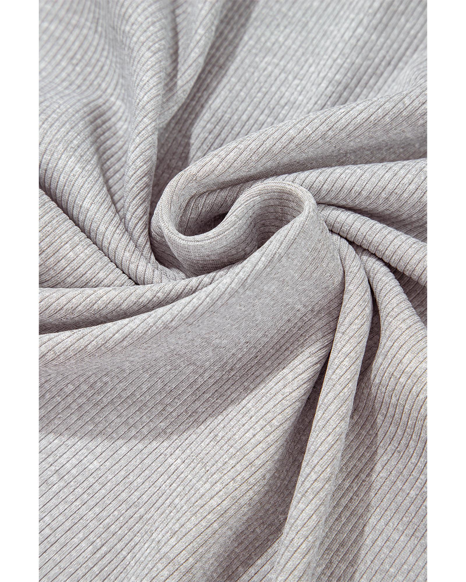 Gray Colorblock Ribbed Collared Oversized Sweatshirt - L 4