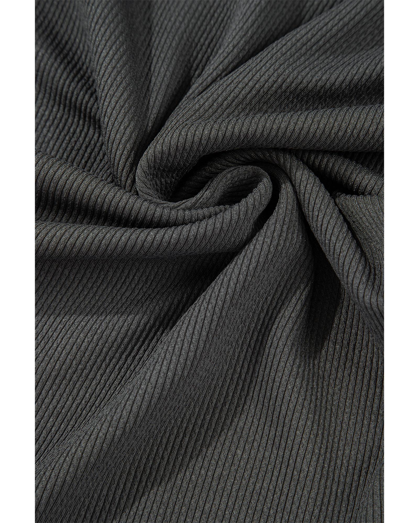 Gray Colorblock Ribbed Collared Oversized Sweatshirt - S 6