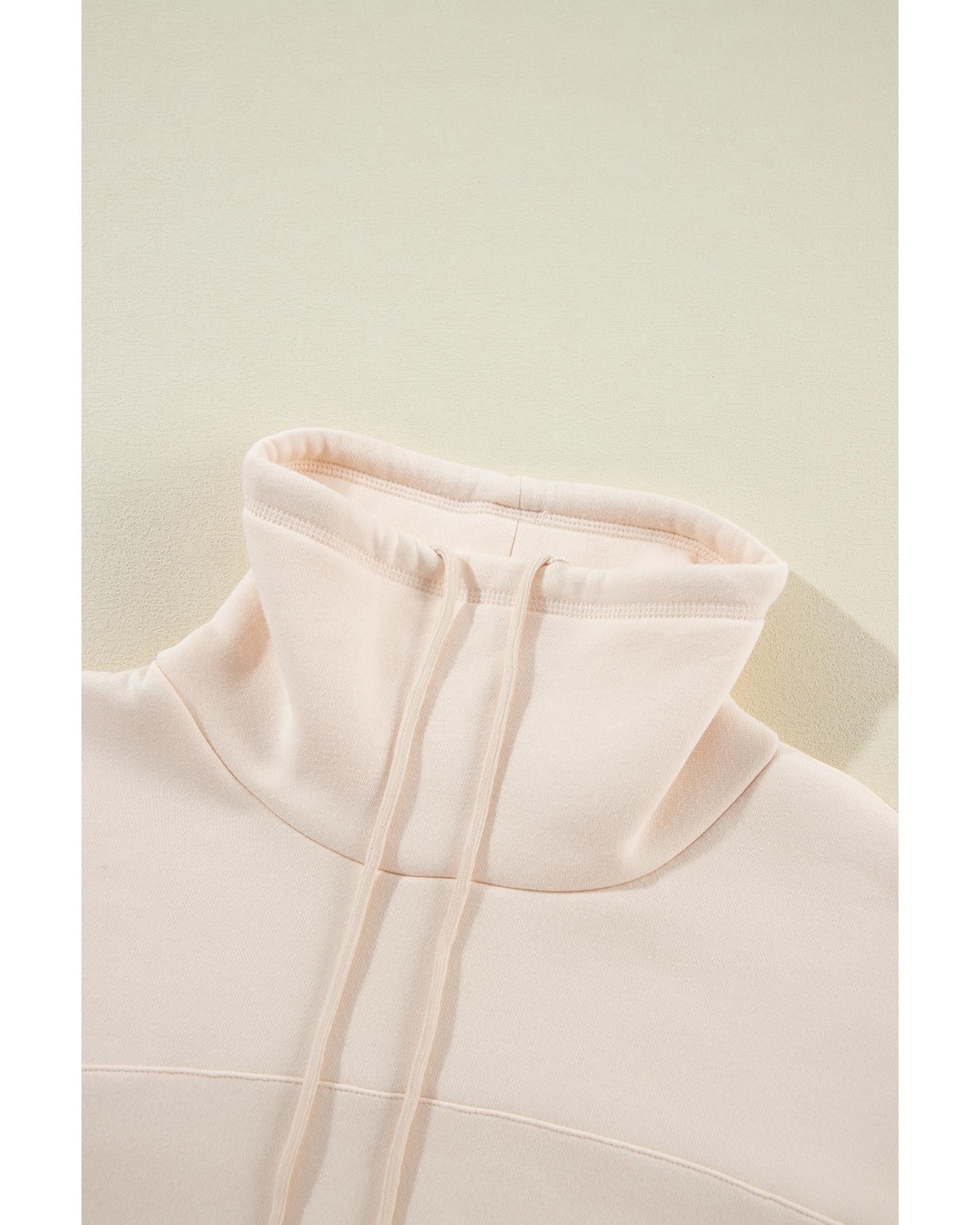 Apricot Drawstring Turtleneck Dolman Sleeve Sweatshirt - L 8