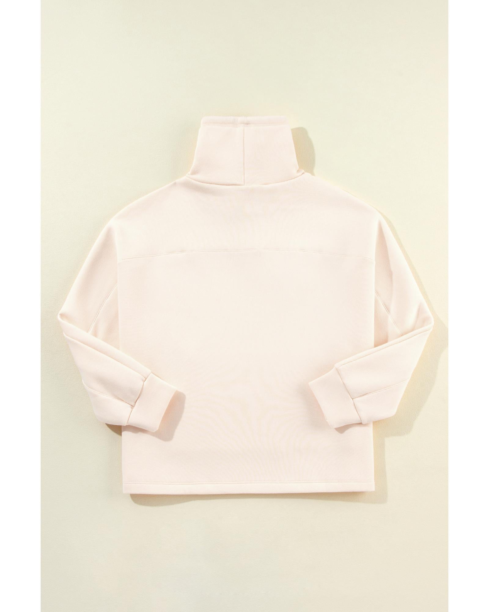 Apricot Drawstring Turtleneck Dolman Sleeve Sweatshirt - S 3