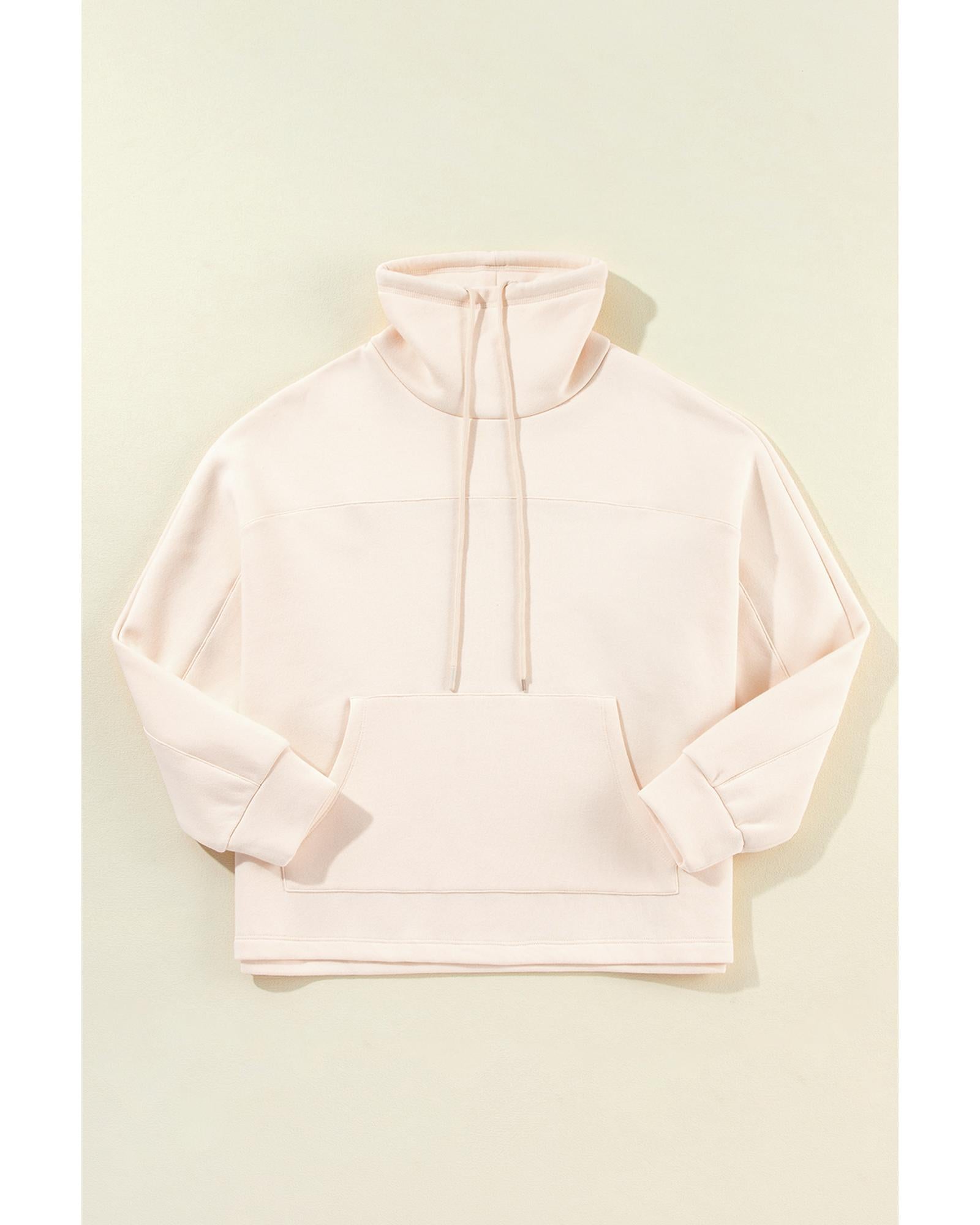 Apricot Drawstring Turtleneck Dolman Sleeve Sweatshirt - S 5