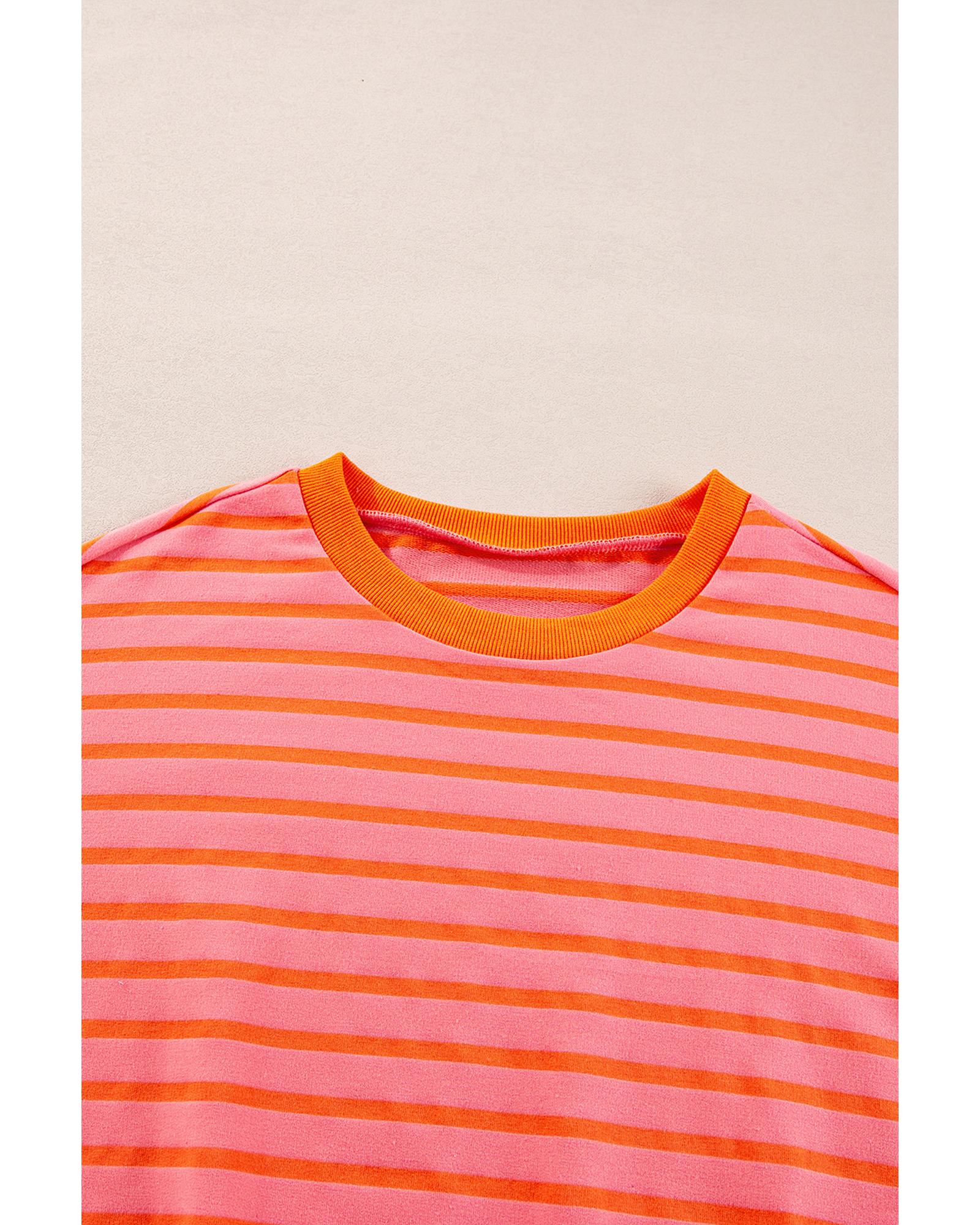 Russet Orange Drop Shoulder Crew Neck Loose Sweatshirt - L