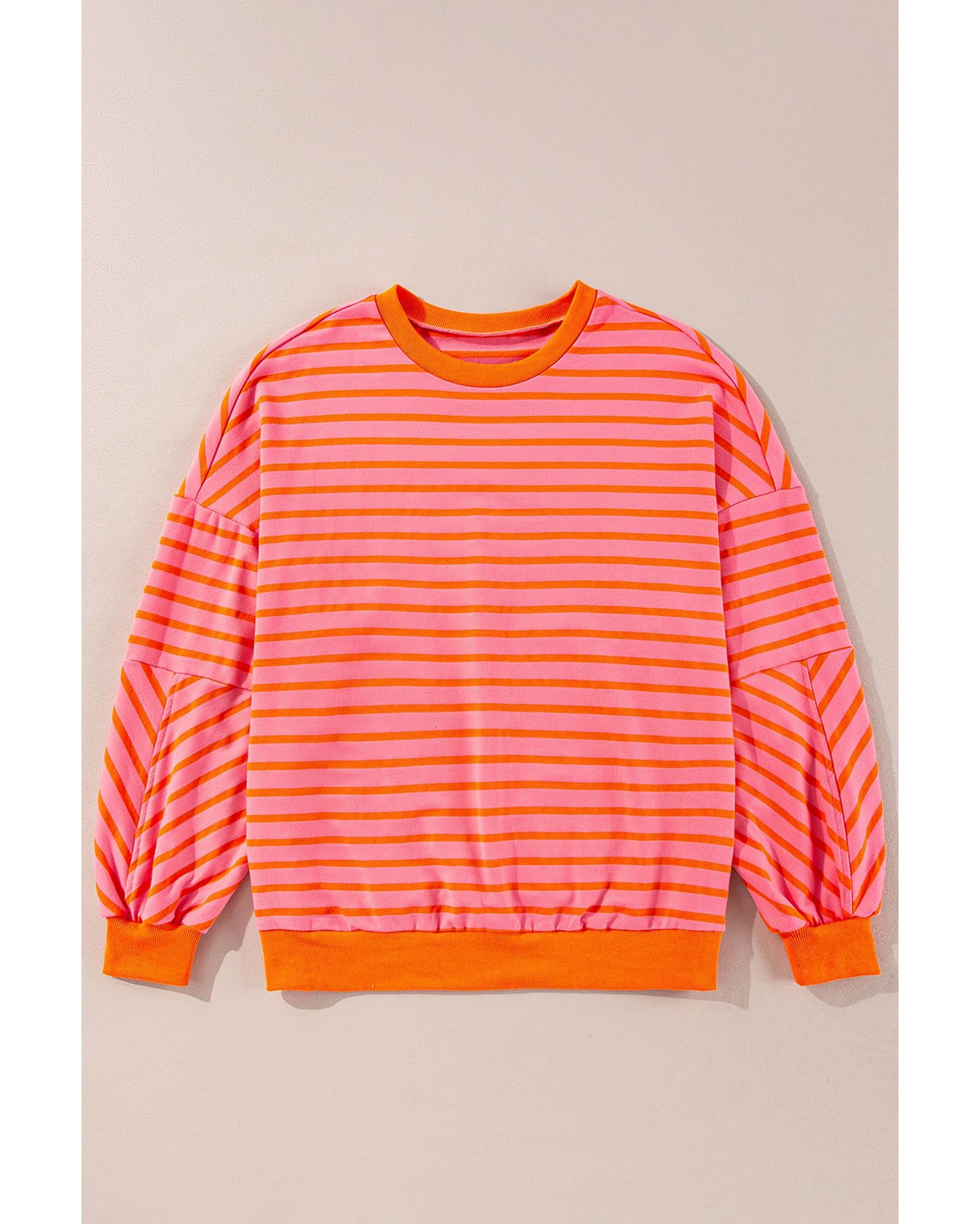 Russet Orange Drop Shoulder Crew Neck Loose Sweatshirt - XL