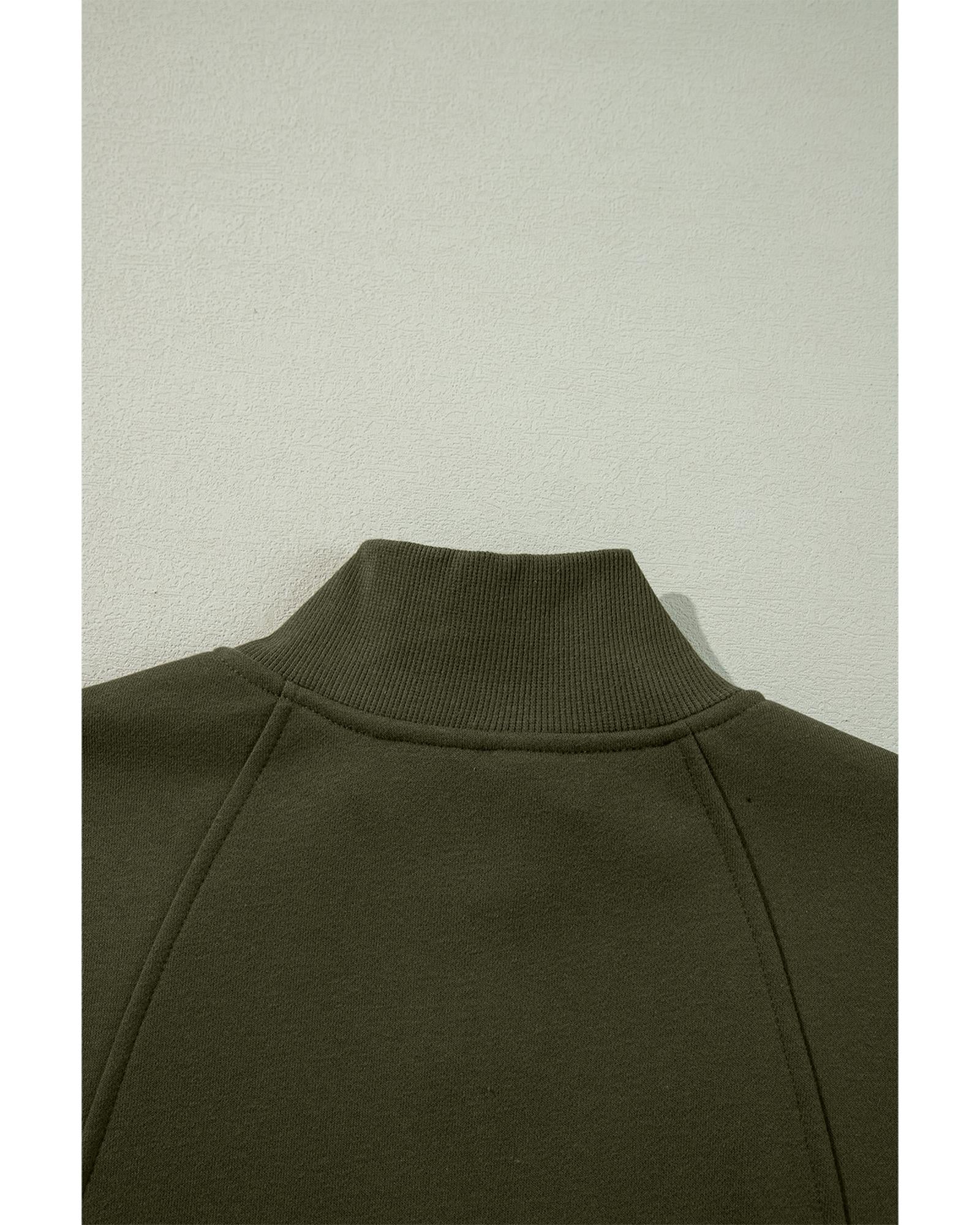Jungle Green Zipped Neck Pullover Drop Shoulder Sweatshirt - L 5