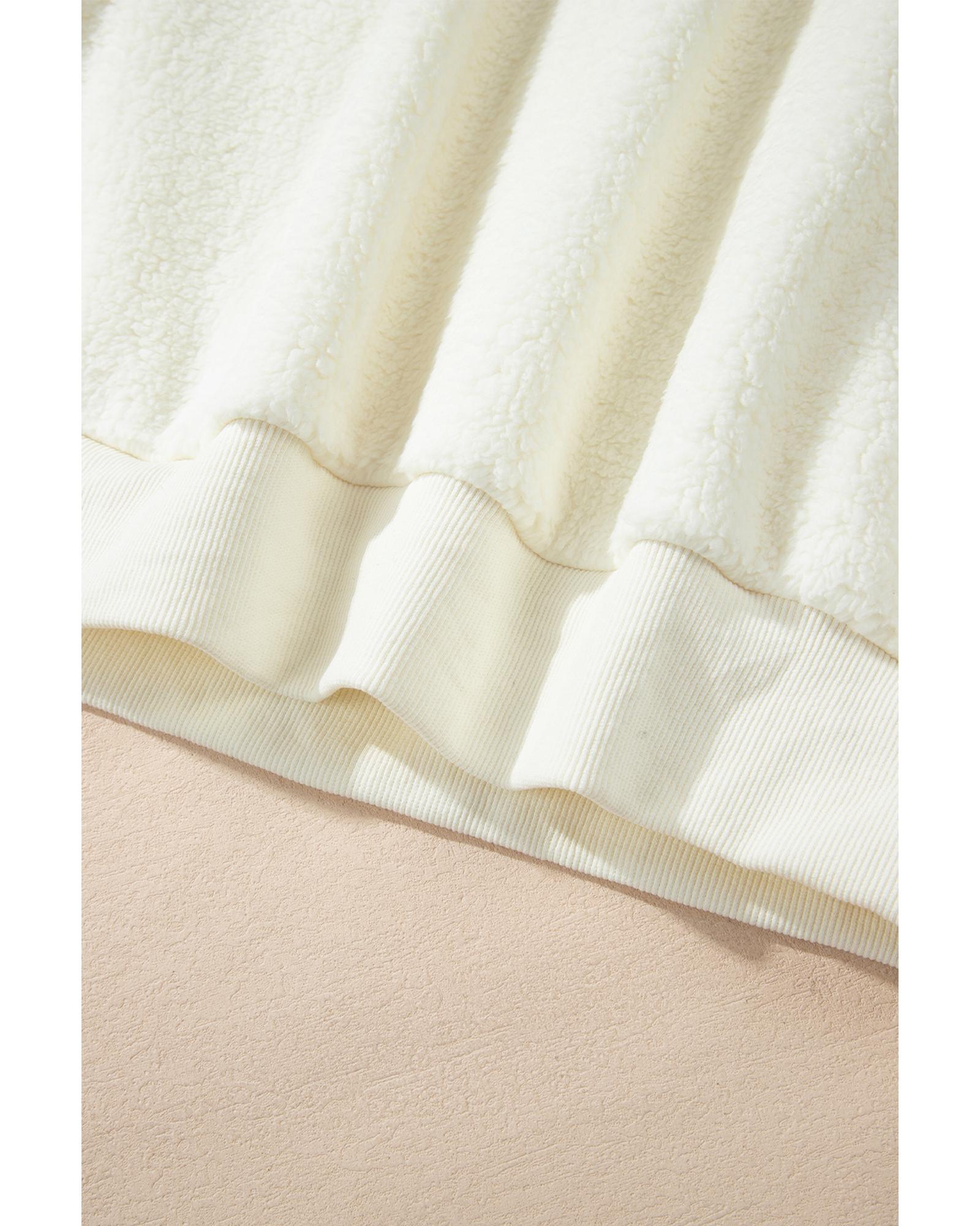 Beige Sherpa HOWDY Patched Pullover Sweatshirt - XL