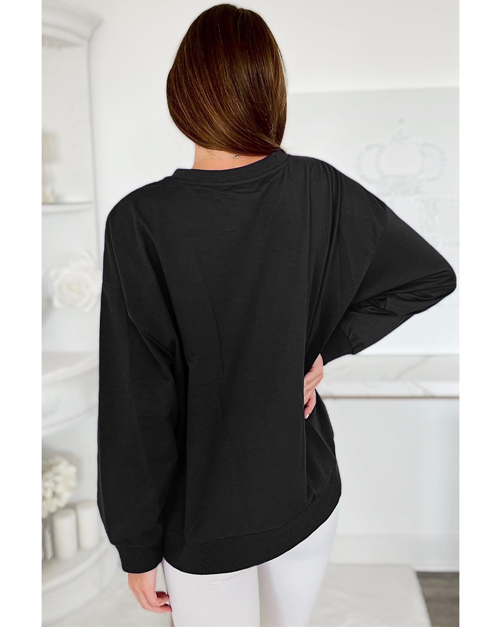 Black Tinsel Game Day Drop Shoulder Graphic Sweatshirt - M 4