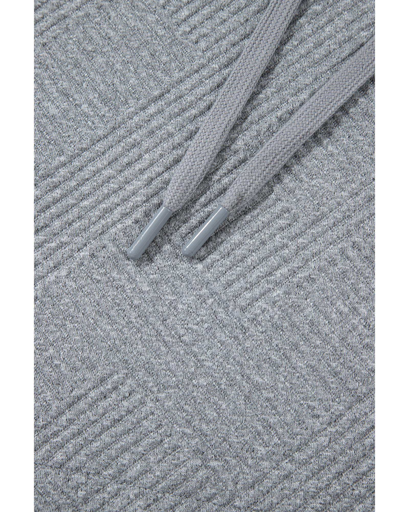 Gray Textured Color Block Kangaroo Pocket Drop Shoulder Hoodie - M 7