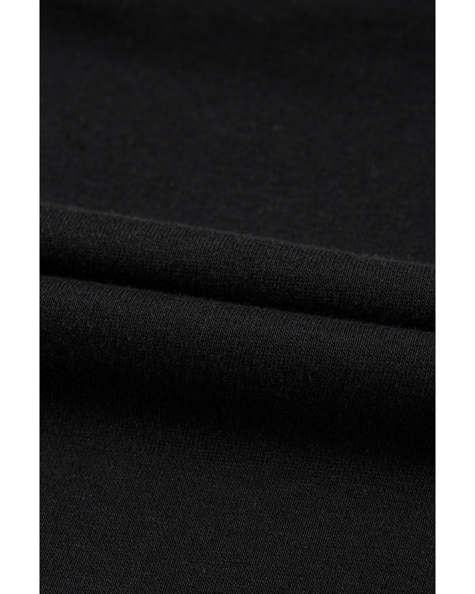 Black GAME DAY Rugby Sequined Tasseled Cropped Sweatshirt - M 7