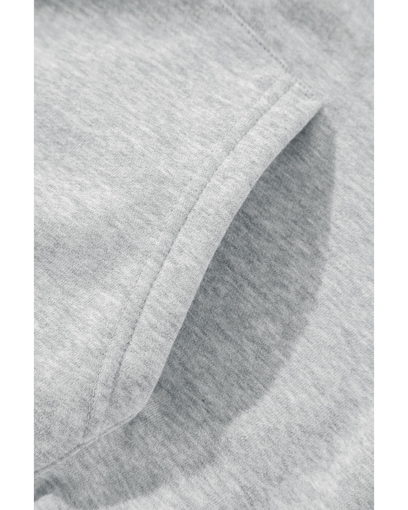 Light Grey Solid Color Fleece Lined Drawstring Hoodie with Pocket - 2XL 6