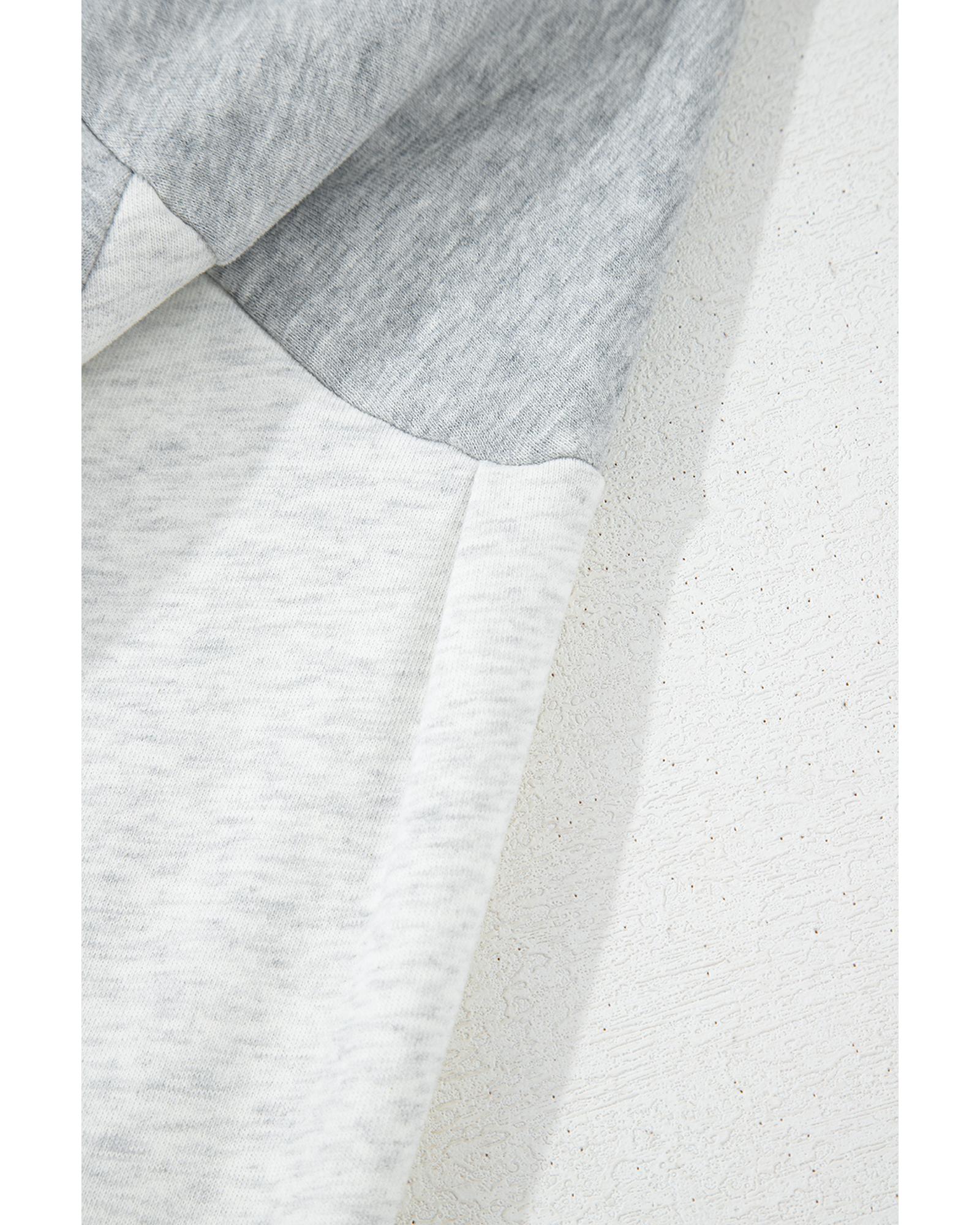 Gray Half Zipper Collared Drop Shoulder Side Slits Sweatshirt - S 5