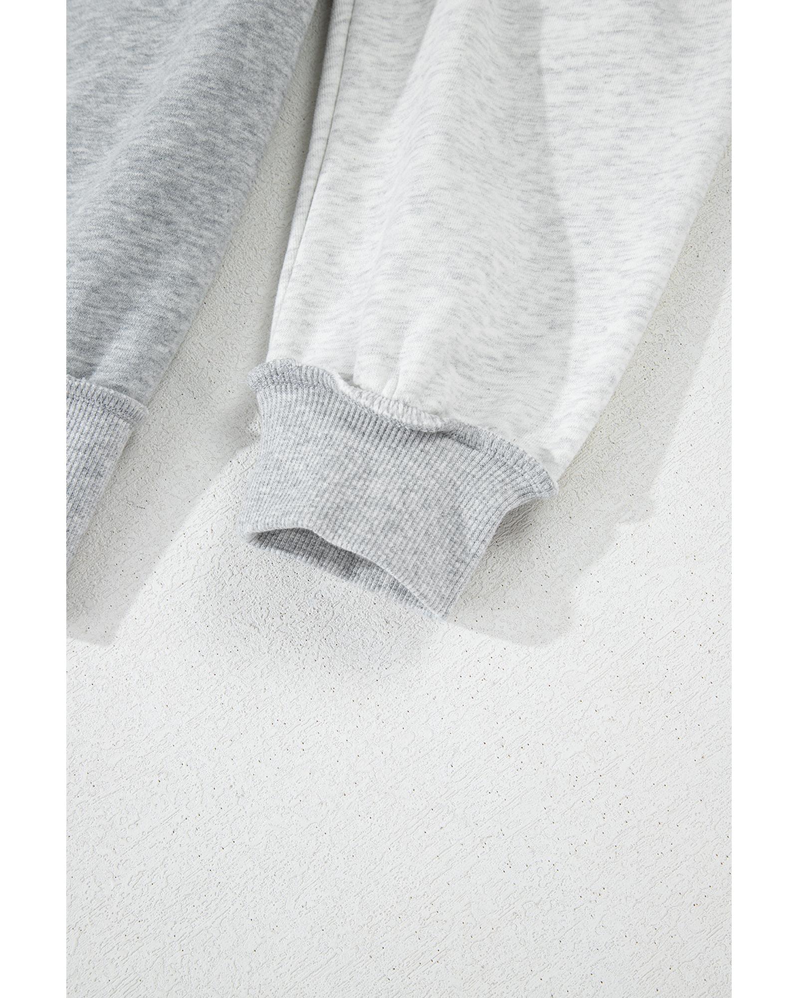 Gray Half Zipper Collared Drop Shoulder Side Slits Sweatshirt - S 7