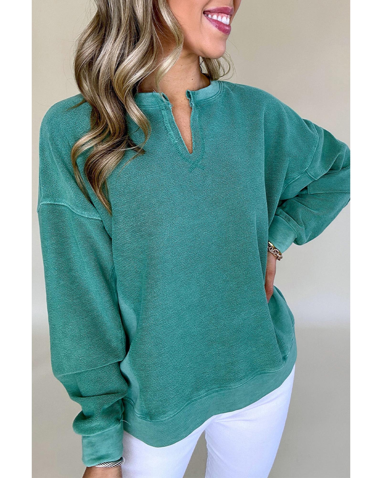 Skobeloff Solid Color Notched Neck Drop Shoulder Sweatshirt - 2XL 7