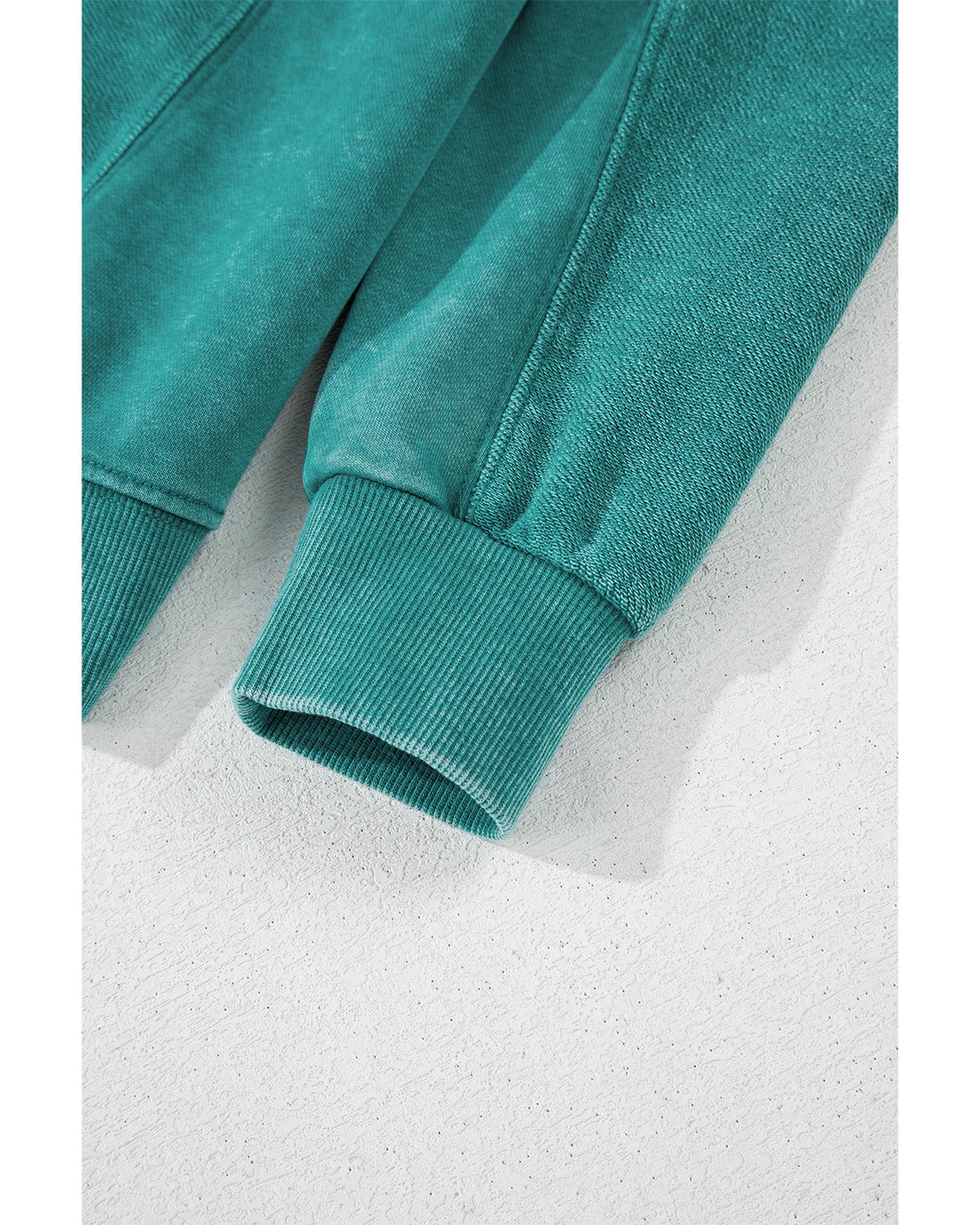 Skobeloff Solid Color Notched Neck Drop Shoulder Sweatshirt - L 7