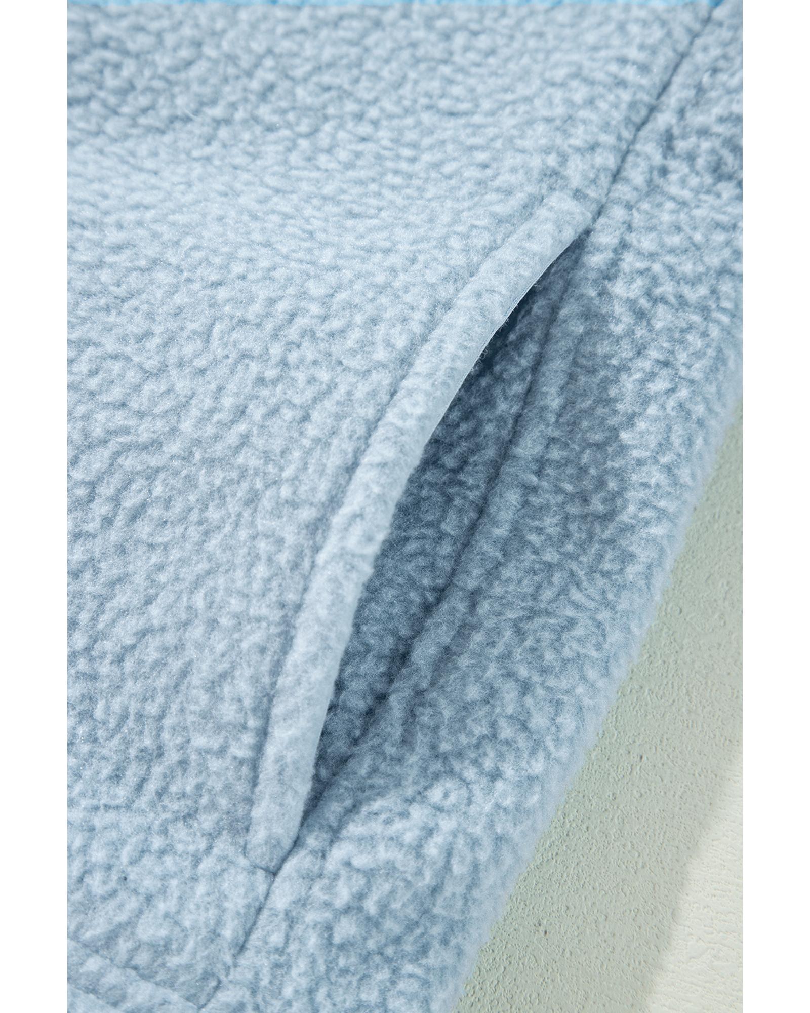 Myosotis Collared Zipper Drop Shoulder Fleece Sweatshirt - M 4