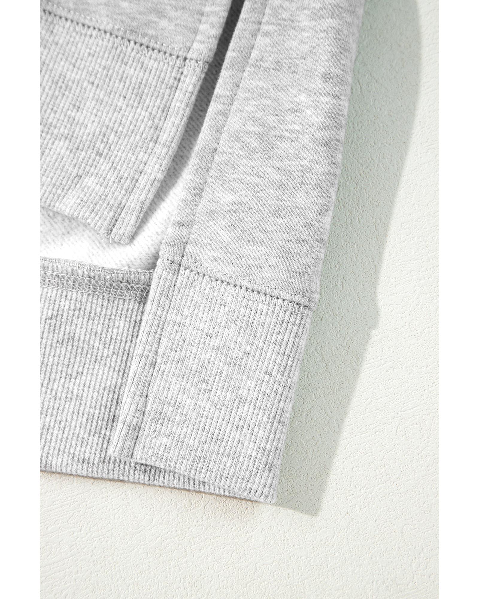 Gray Two Tone Patchwork Drop Shoulder Pullover Sweatshirt - M 6