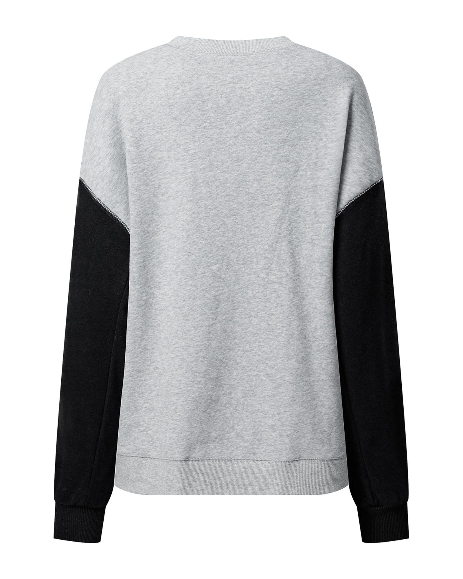 Gray Two Tone Patchwork Drop Shoulder Pullover Sweatshirt - XL