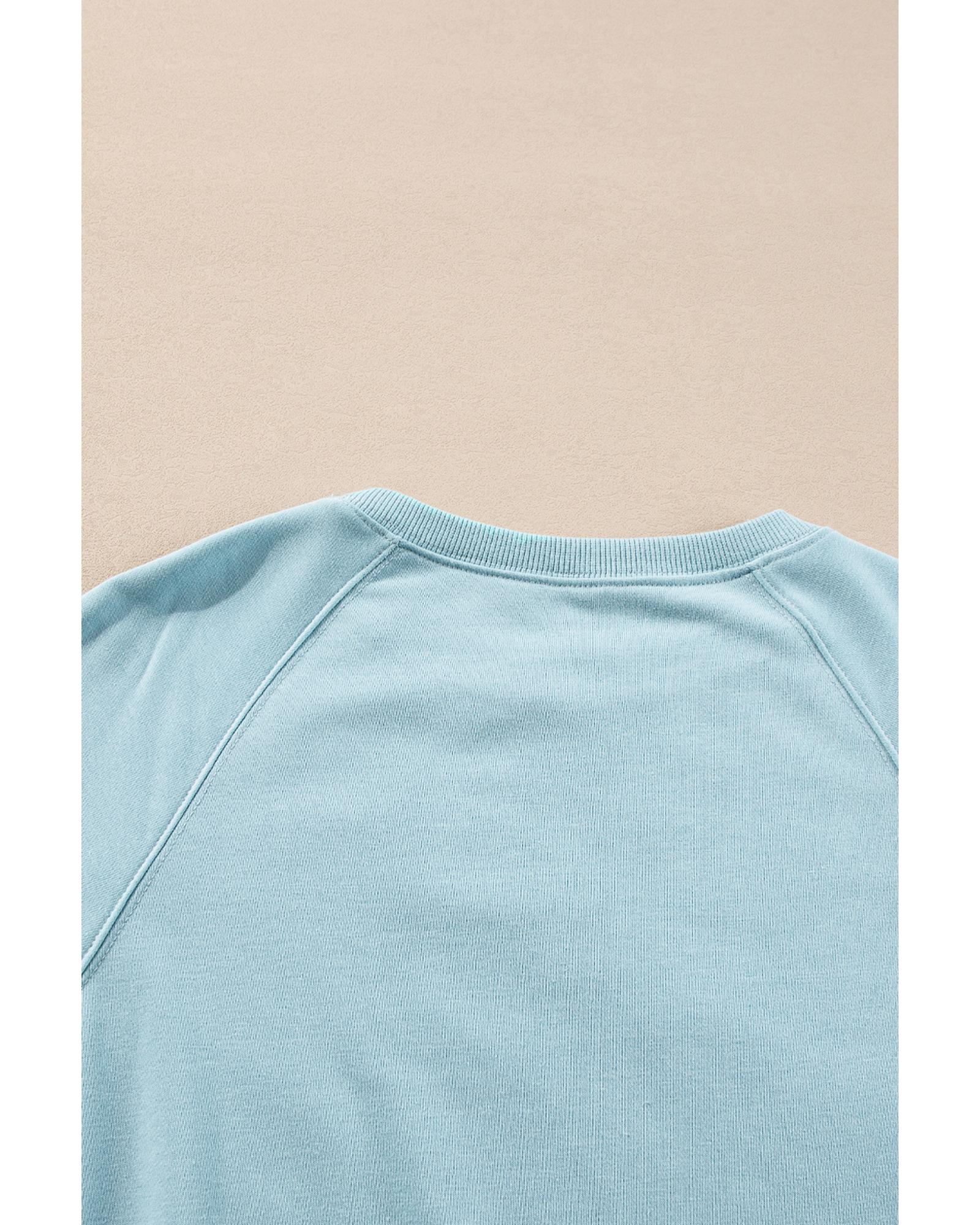 Beau Blue Rainbow Colorblock Striped Pullover Sweatshirt - L 5