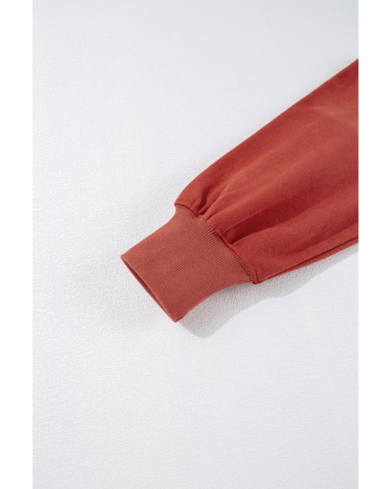 Red Clay Drop Shoulder Pocketed Baggy Drawstring Hoodie - L 3