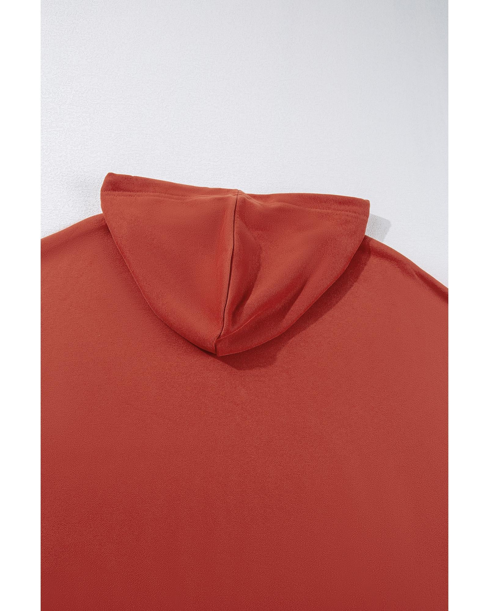 Red Clay Drop Shoulder Pocketed Baggy Drawstring Hoodie - M 4