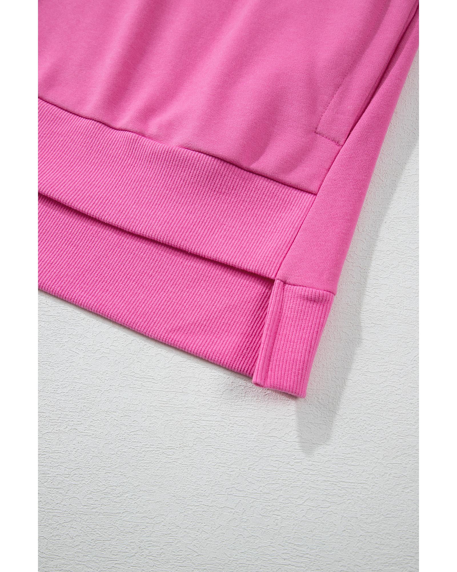 Bonbon Solid O Neck High Low Hem Pullover Sweatshirt - XL 8