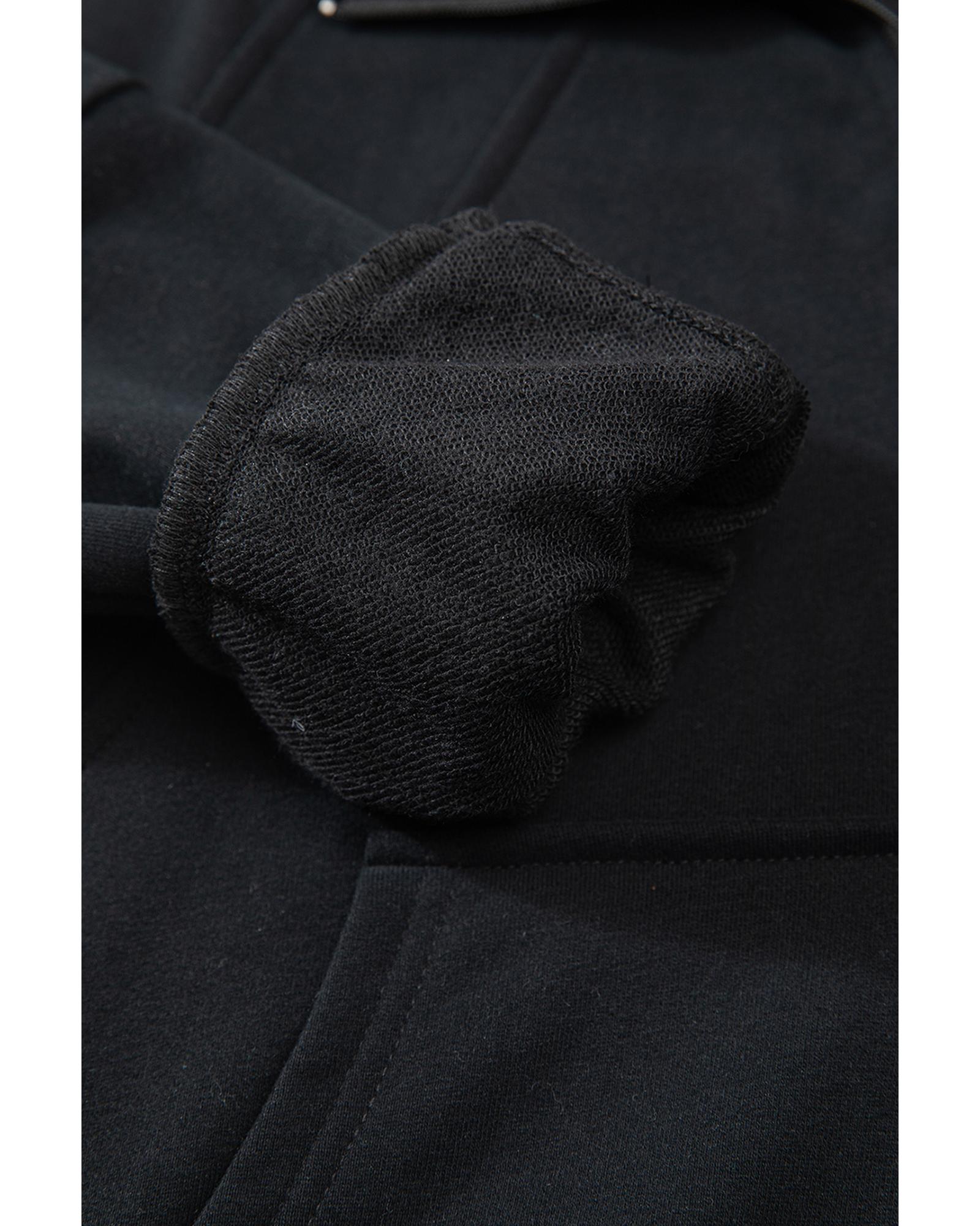 Black Quarter Zip Stand Neck Kangaroo Pocket Sweatshirt - XL 8