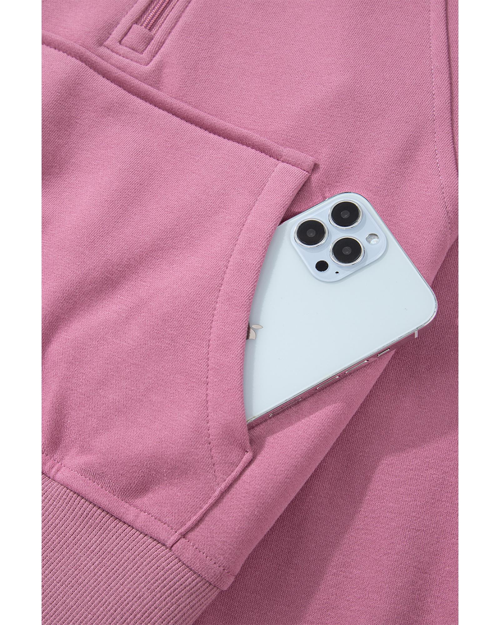 Valerian Quarter Zip Stand Neck Kangaroo Pocket Sweatshirt - L 7